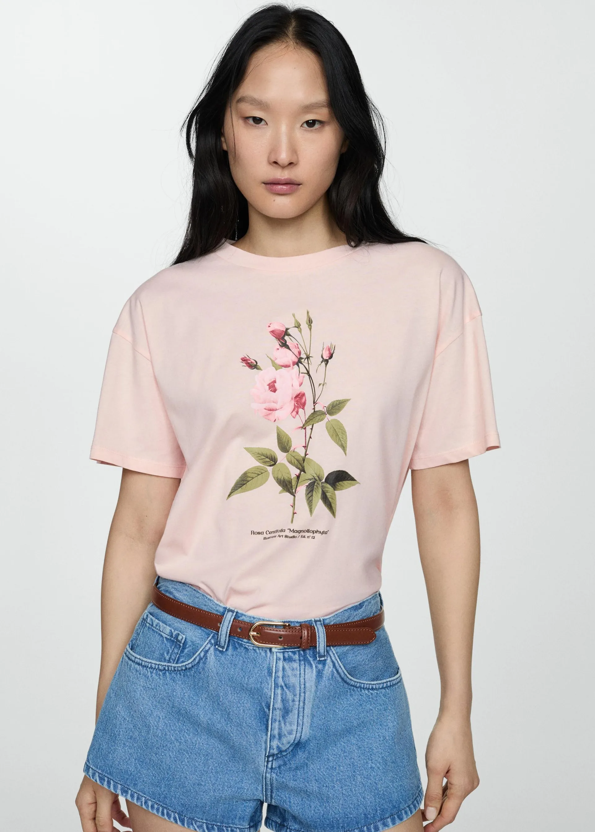 Printed cotton-blend t-shirt