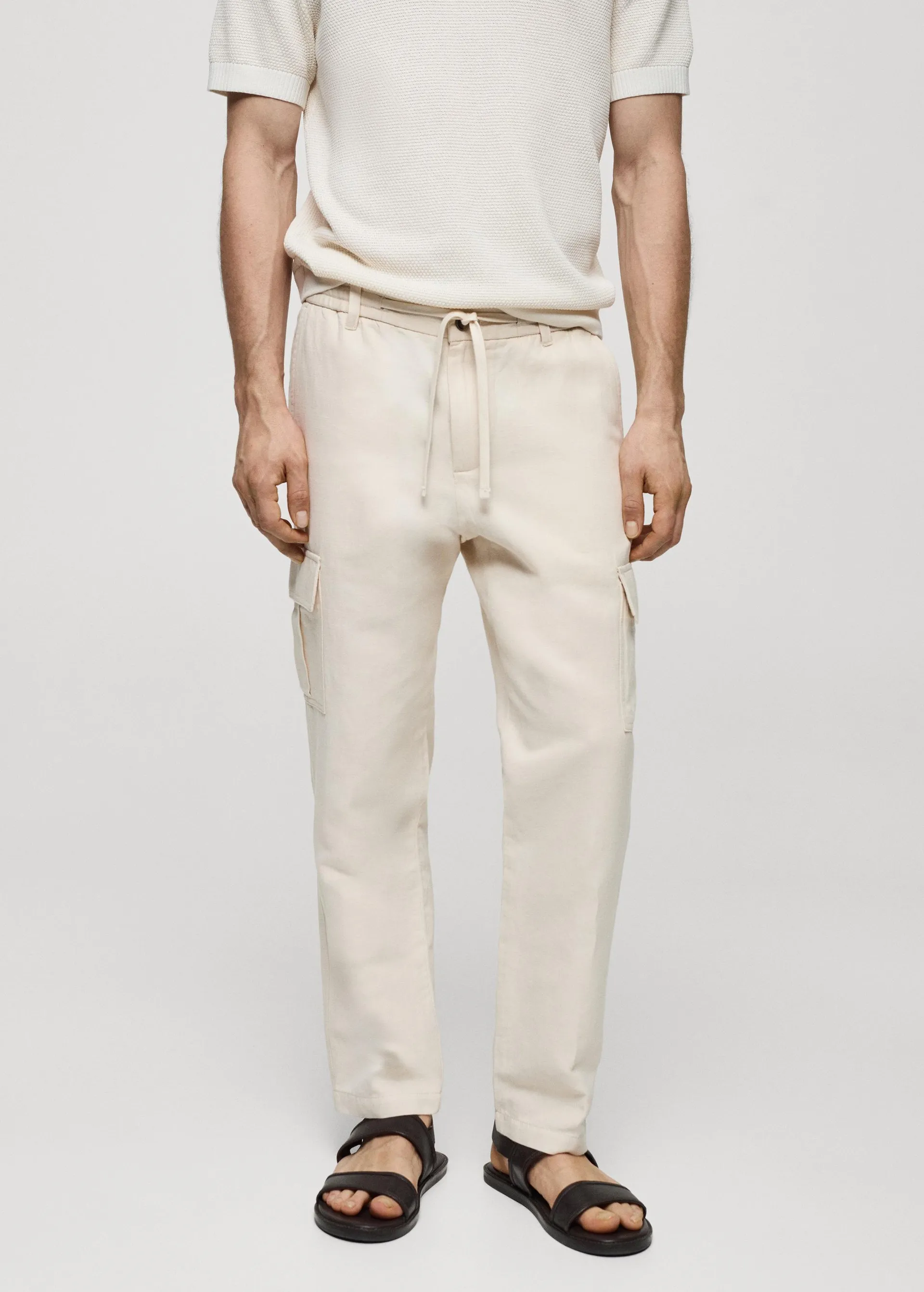 Cotton-linen cargo trousers