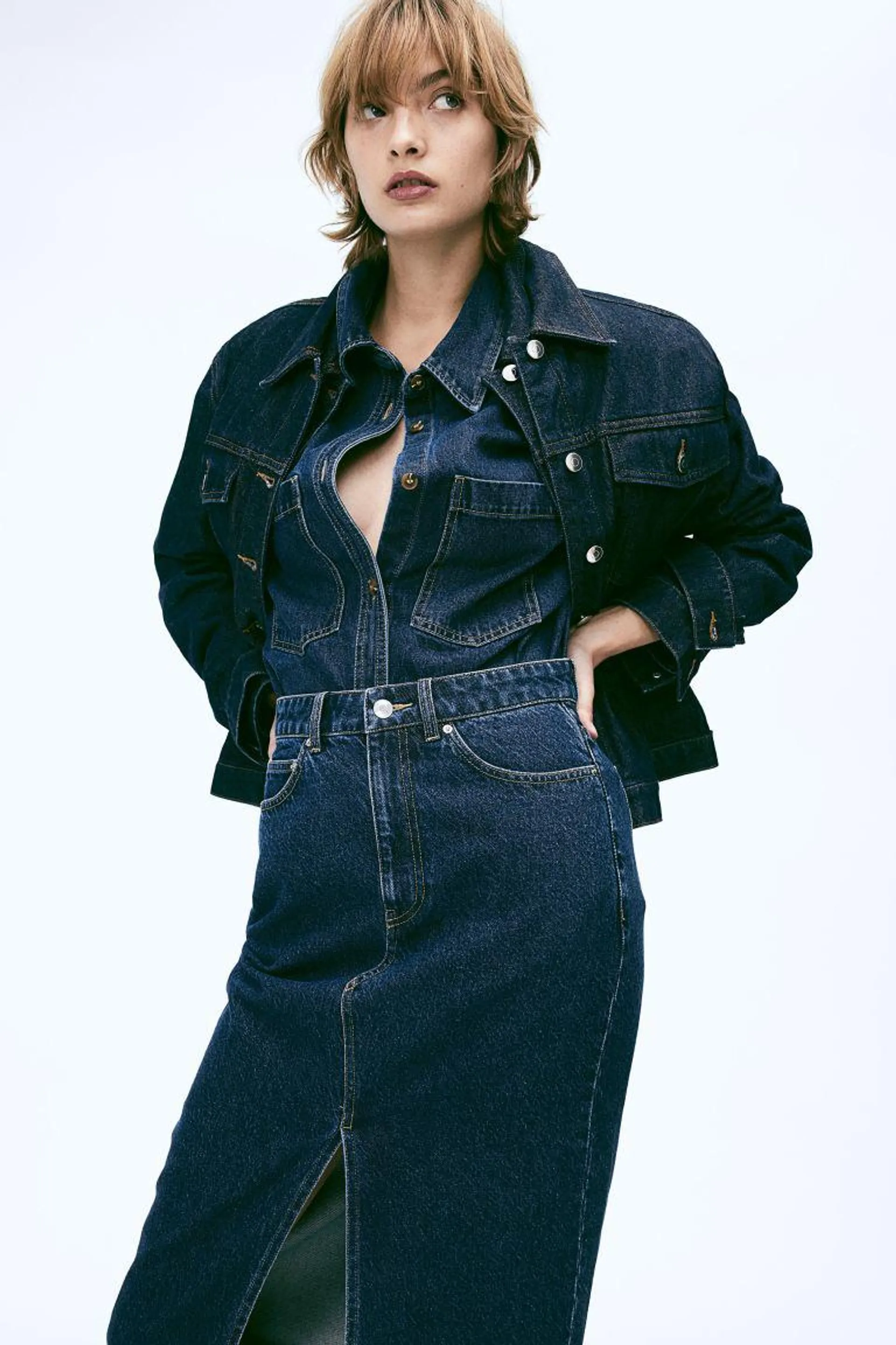 Midi denim skirt