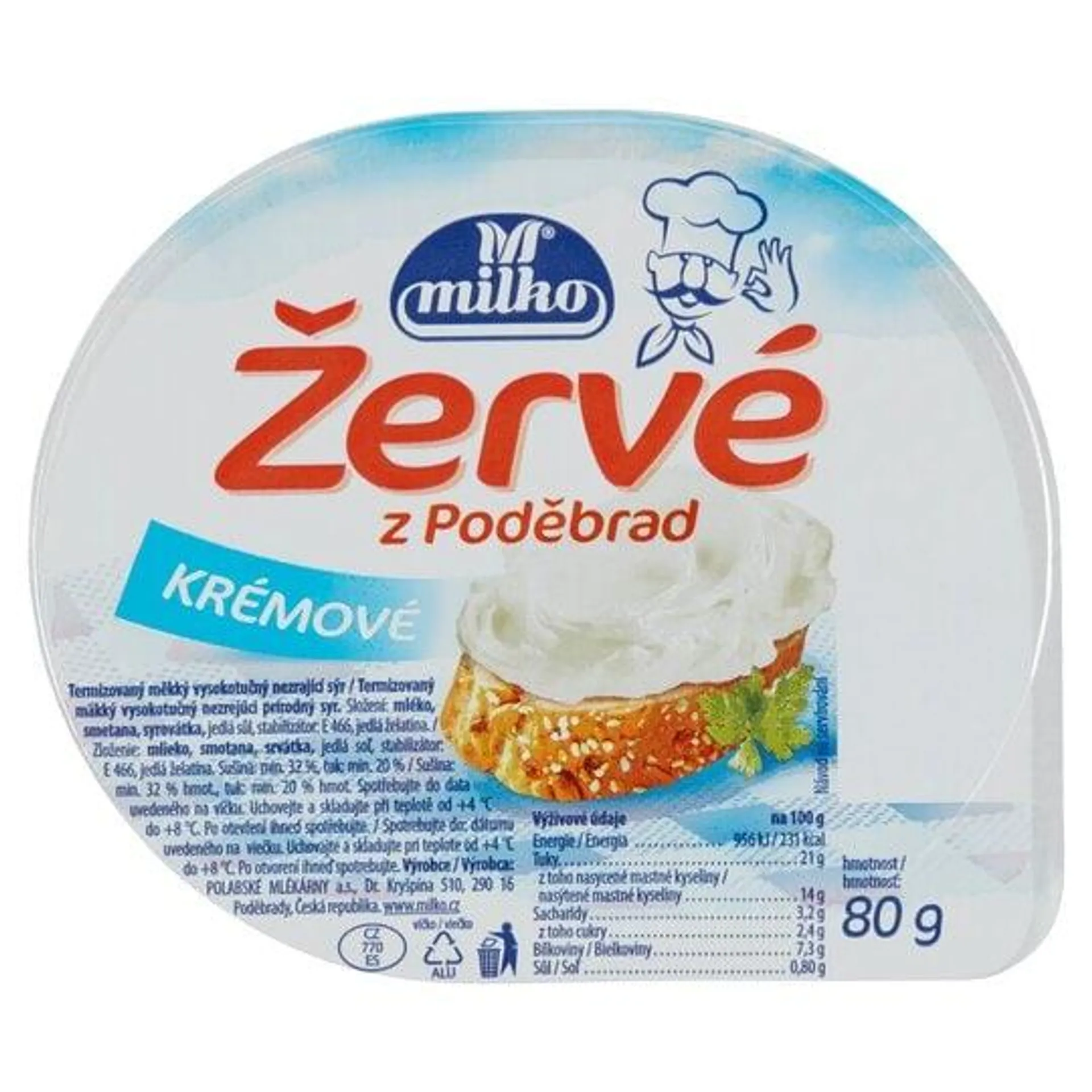 Milko Žervé z Poděbrad krémové 80g