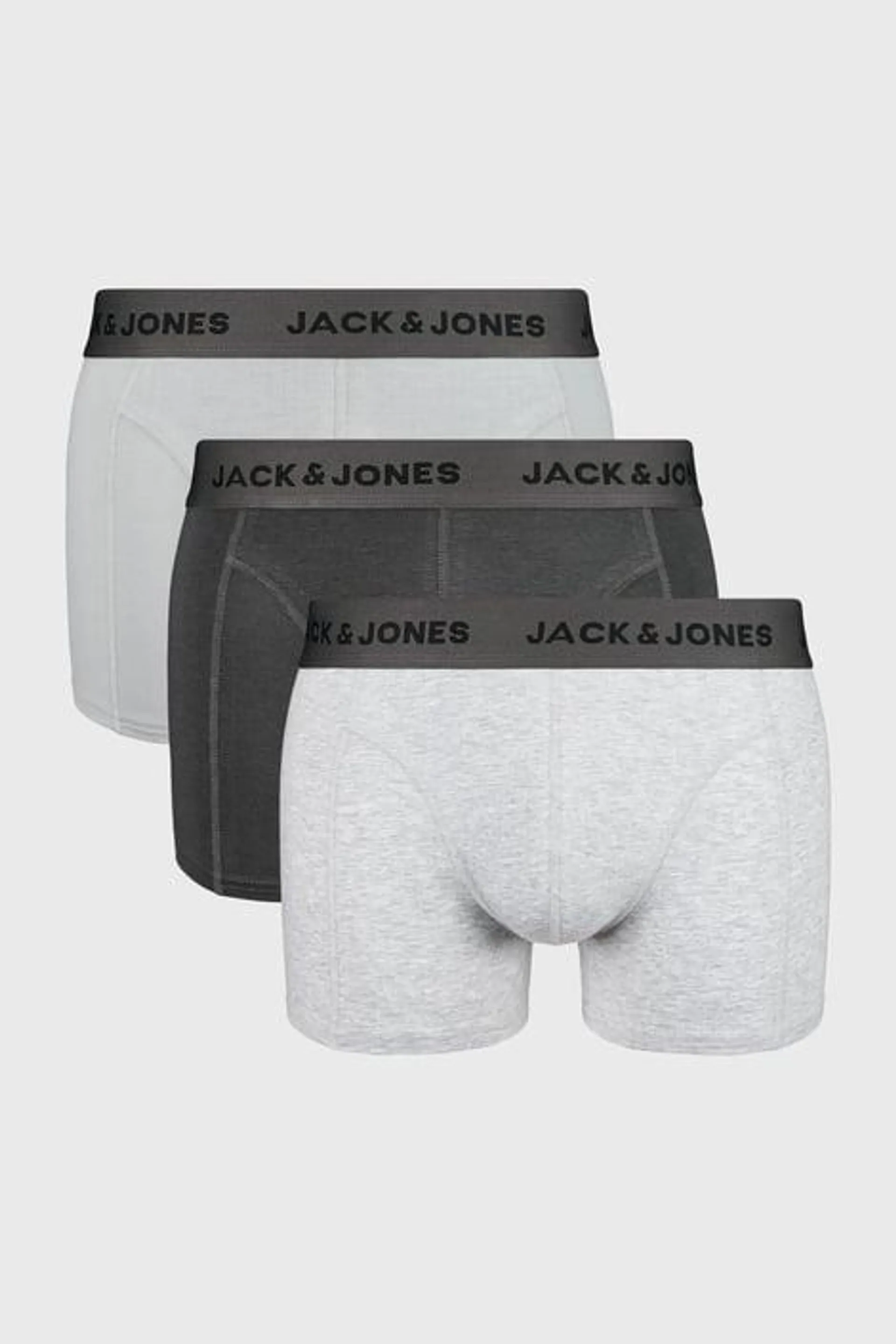 3PACK Bambusové boxerky JACK AND JONES Annick - šedá