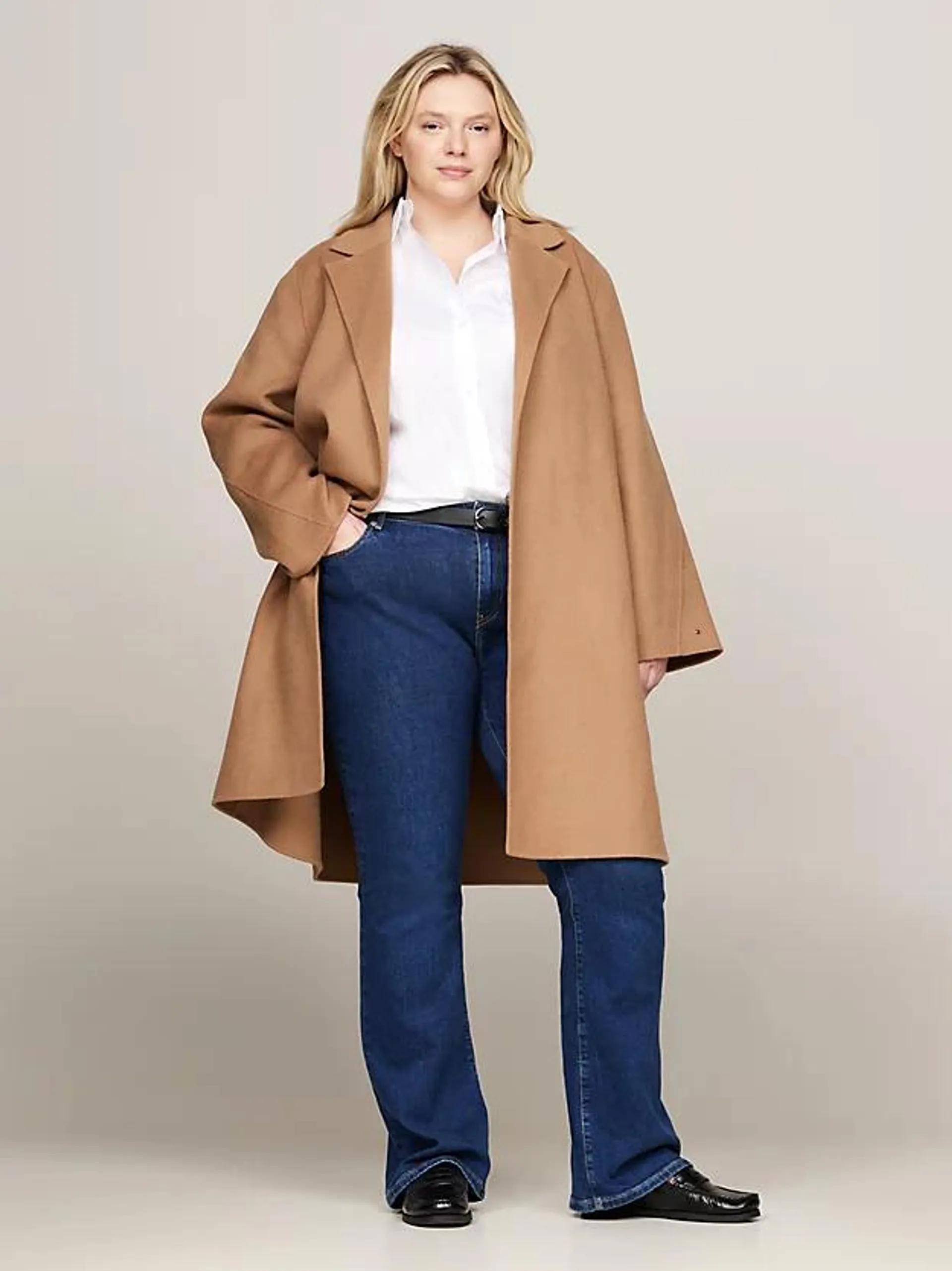 Curve Double Faced Wool Rich Belted Coat