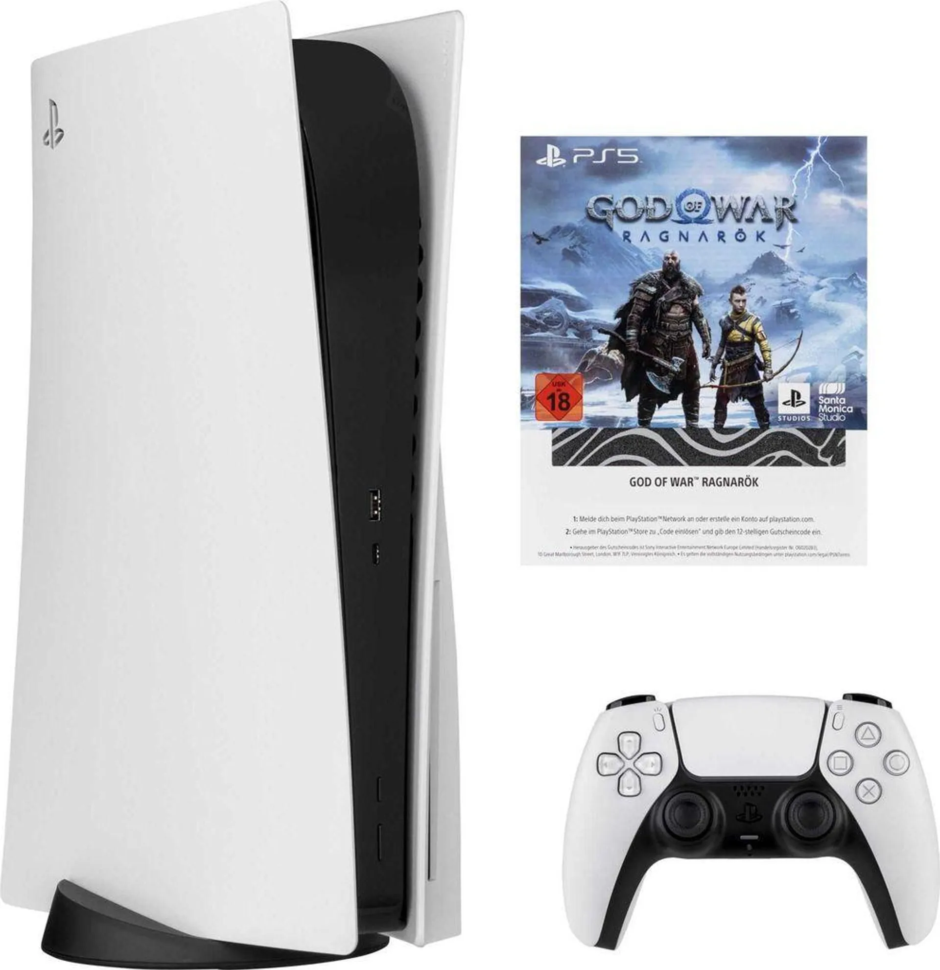 Sony Playstation 5 Disk Edition 825GB White + God of War Ragnarök Neu