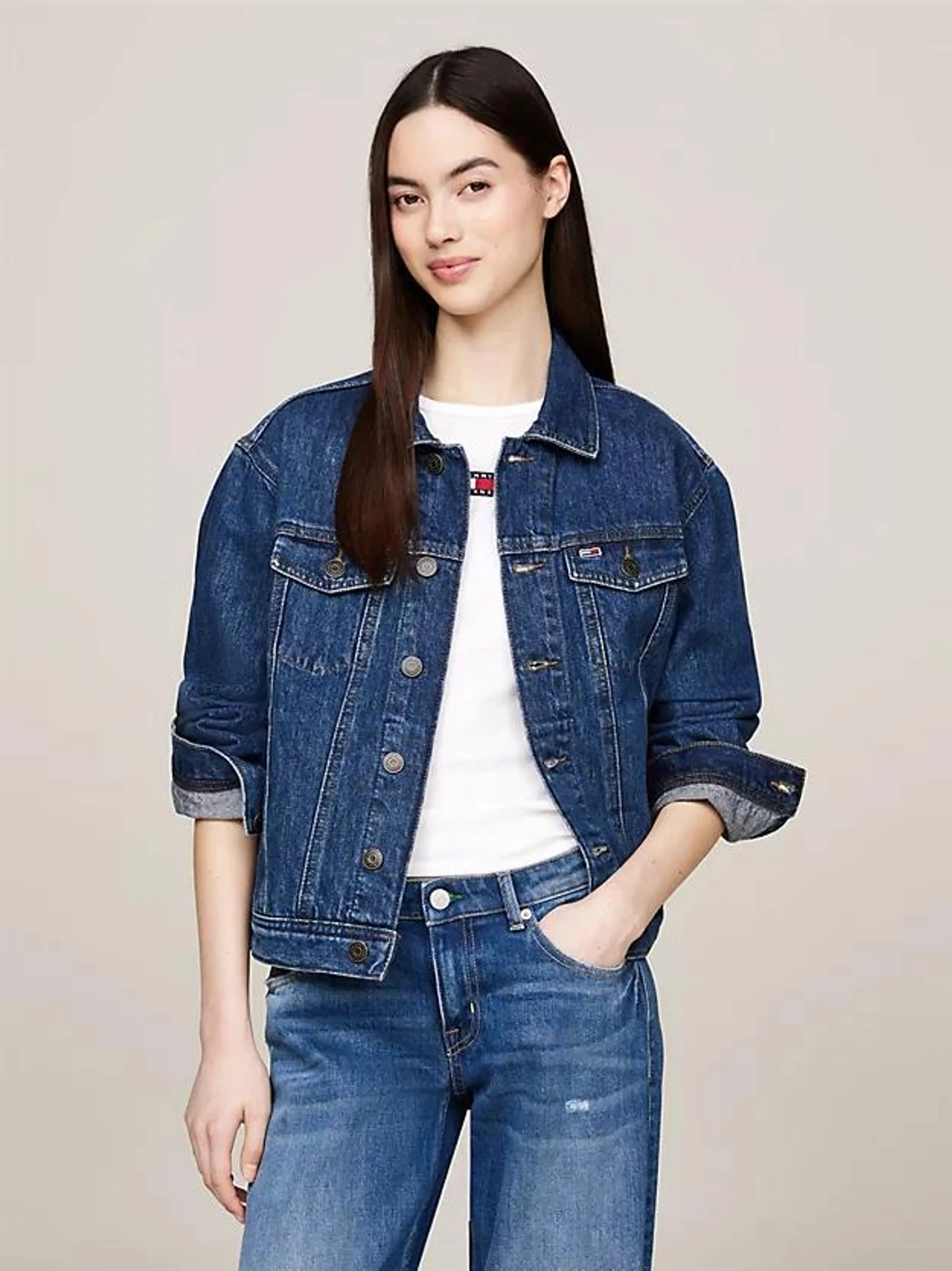 Mom Faded Denim Trucker Jacket