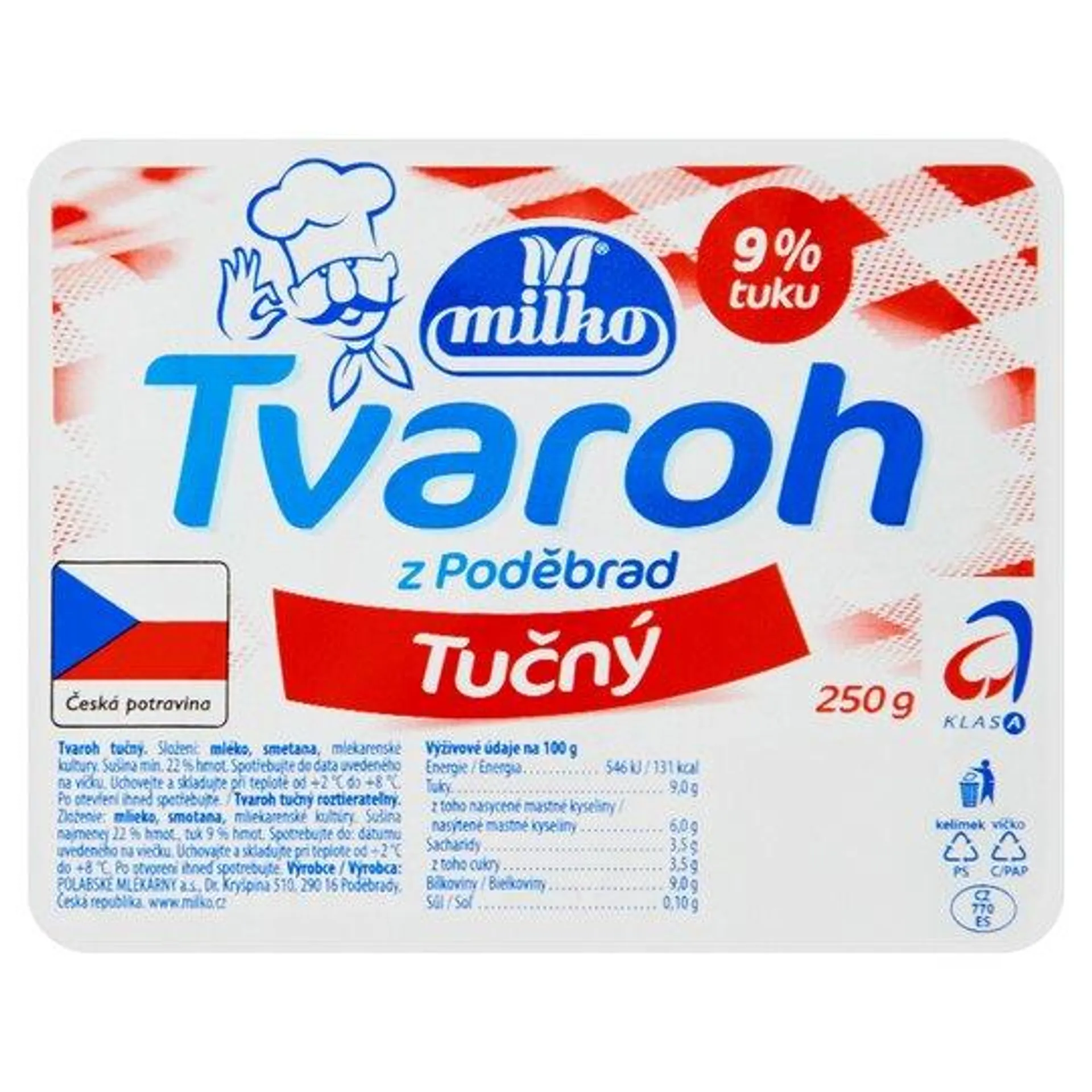 Milko Tvaroh z Poděbrad tučný 250g