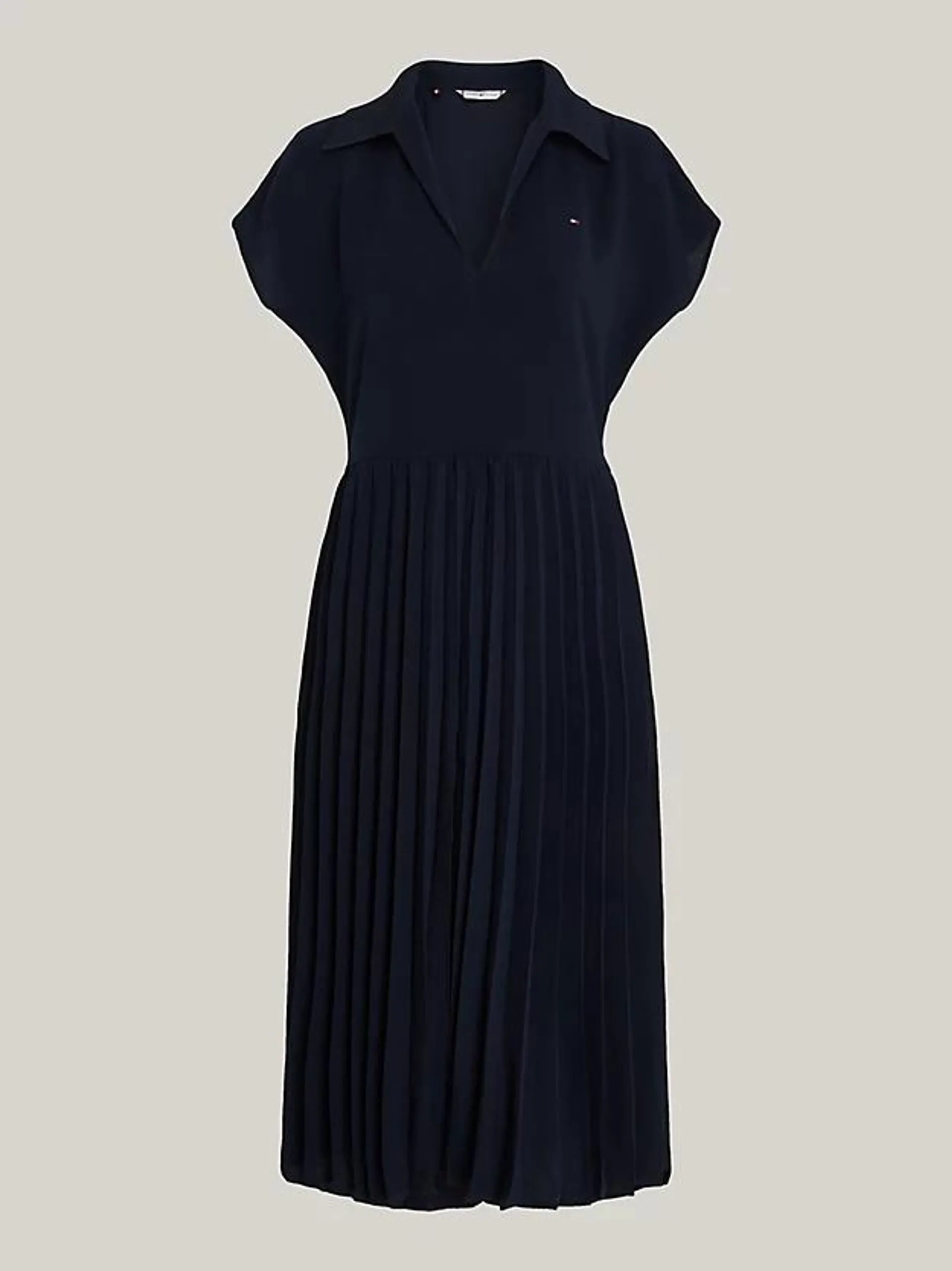 Curve Pleated Midi Polo Dress