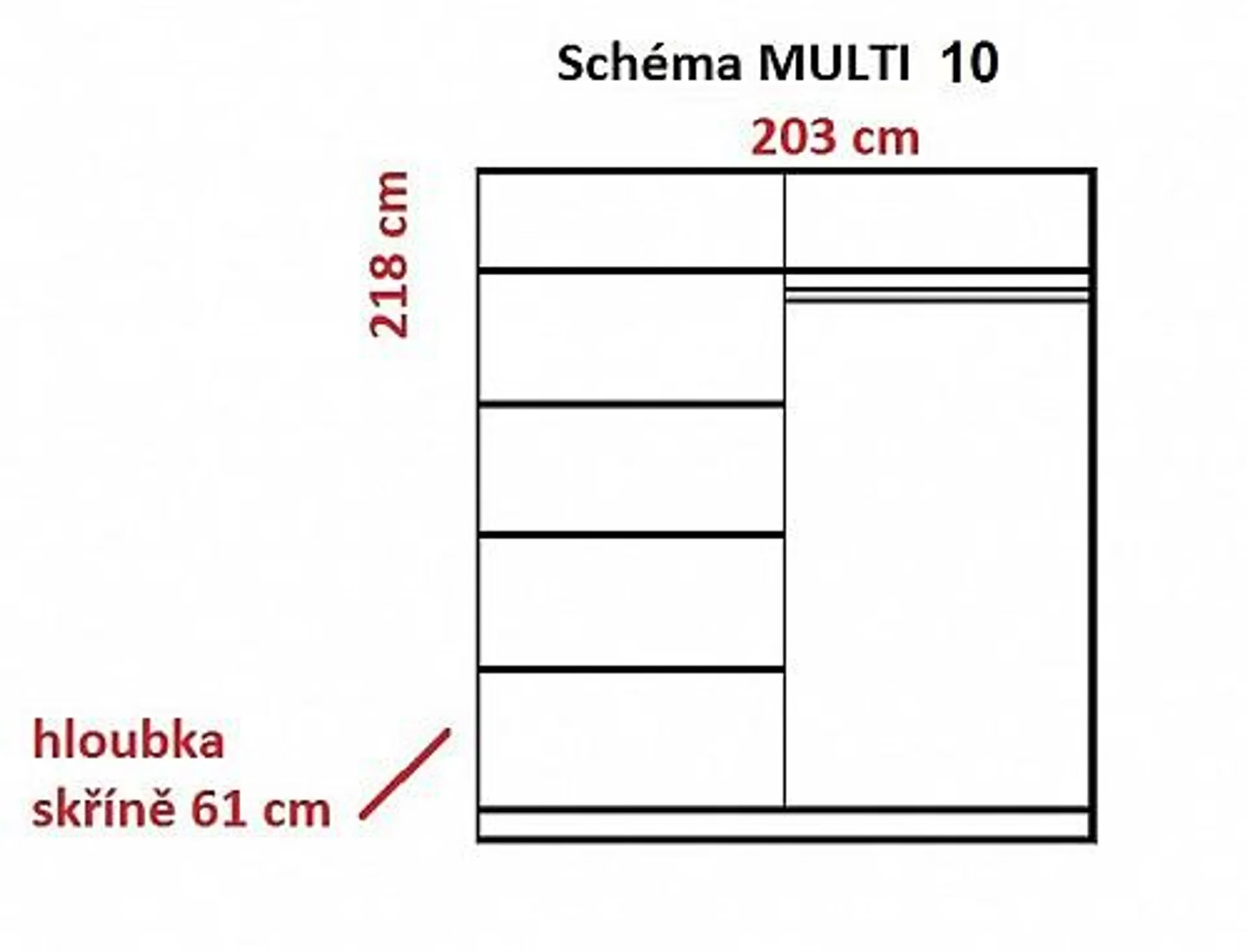 Šatní skříň MULTI 10 203 cm