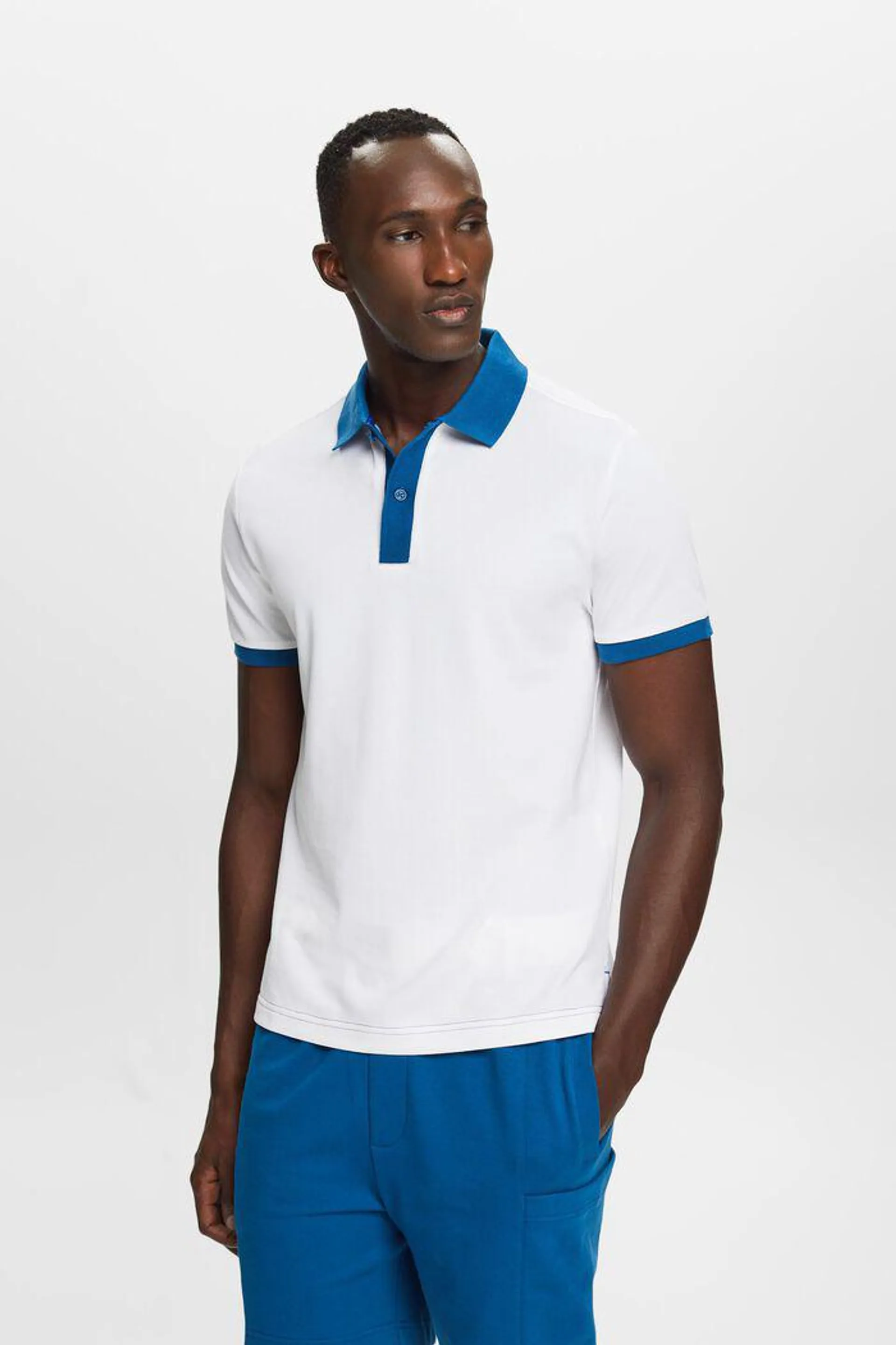 Two-tone piqué polo shirt