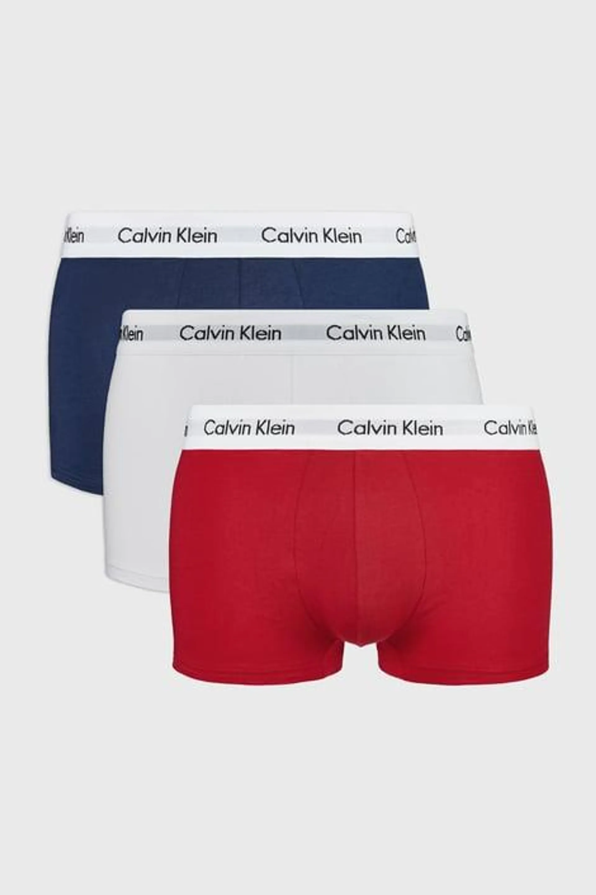 3PACK Boxerky Calvin Klein Cotton Stretch II - červenobílá