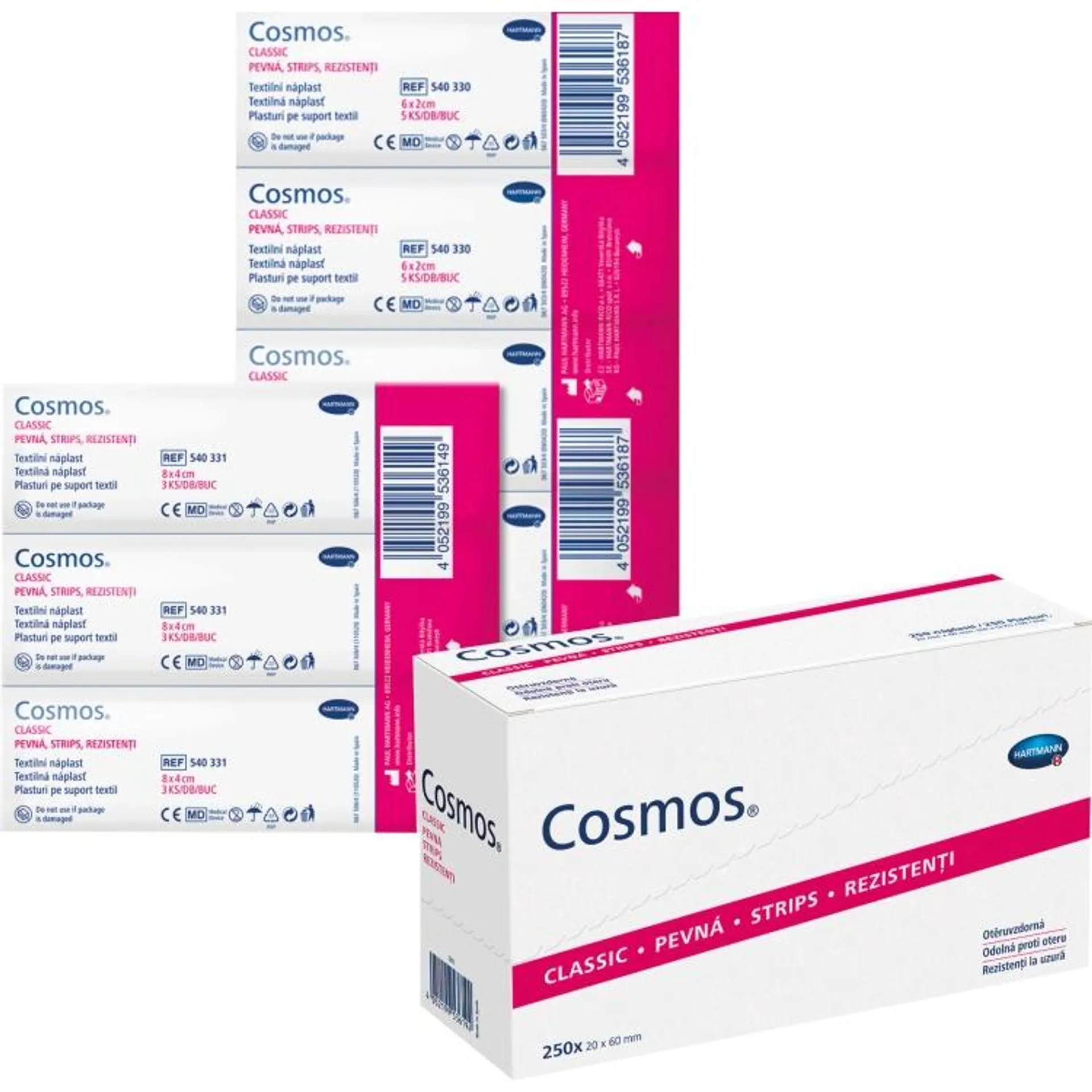 Cosmos Pevná Strips náplast, 6 × 2 cm, 250 ks