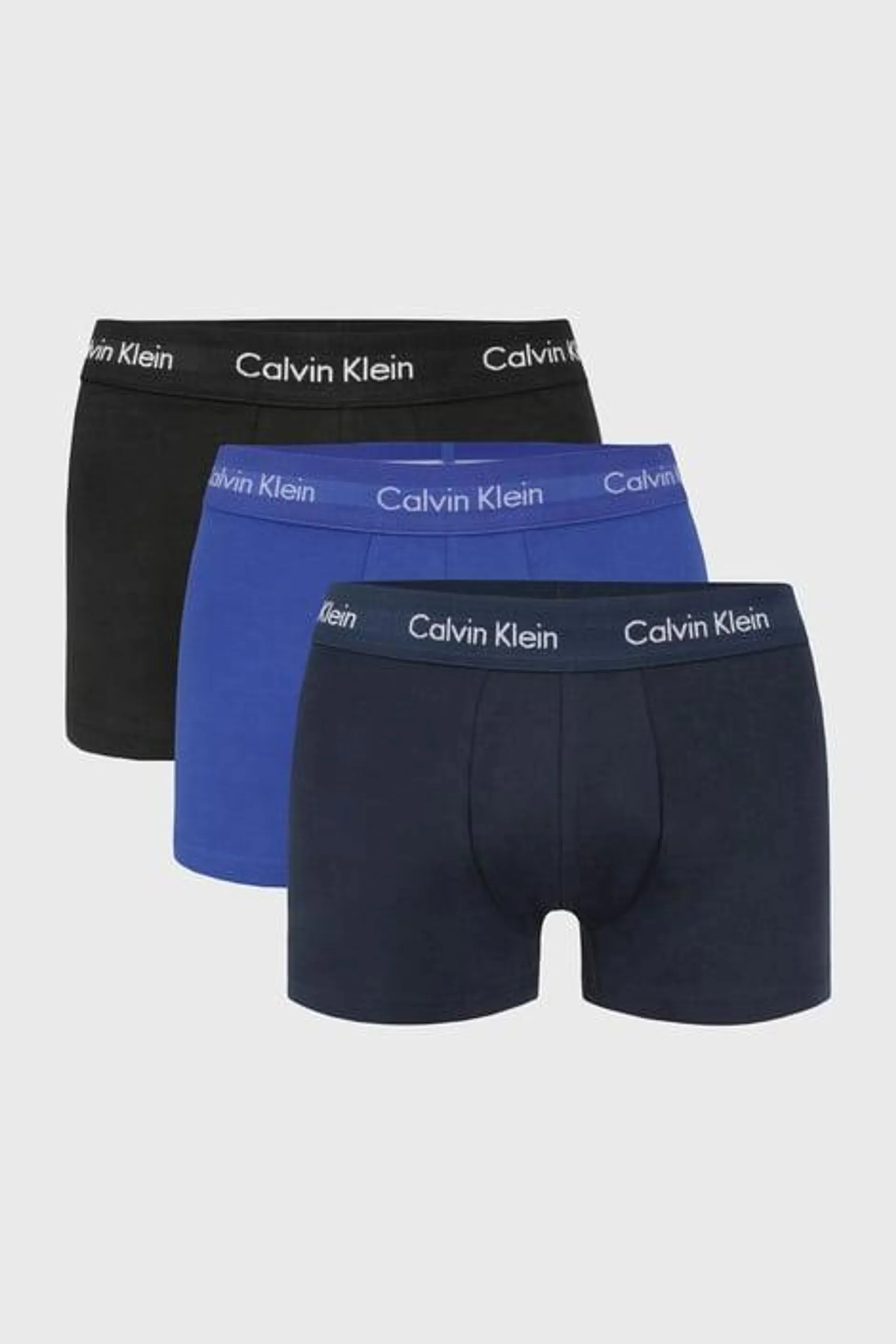 3PACK Boxerky Calvin Klein Cotton Stretch II - modročerná