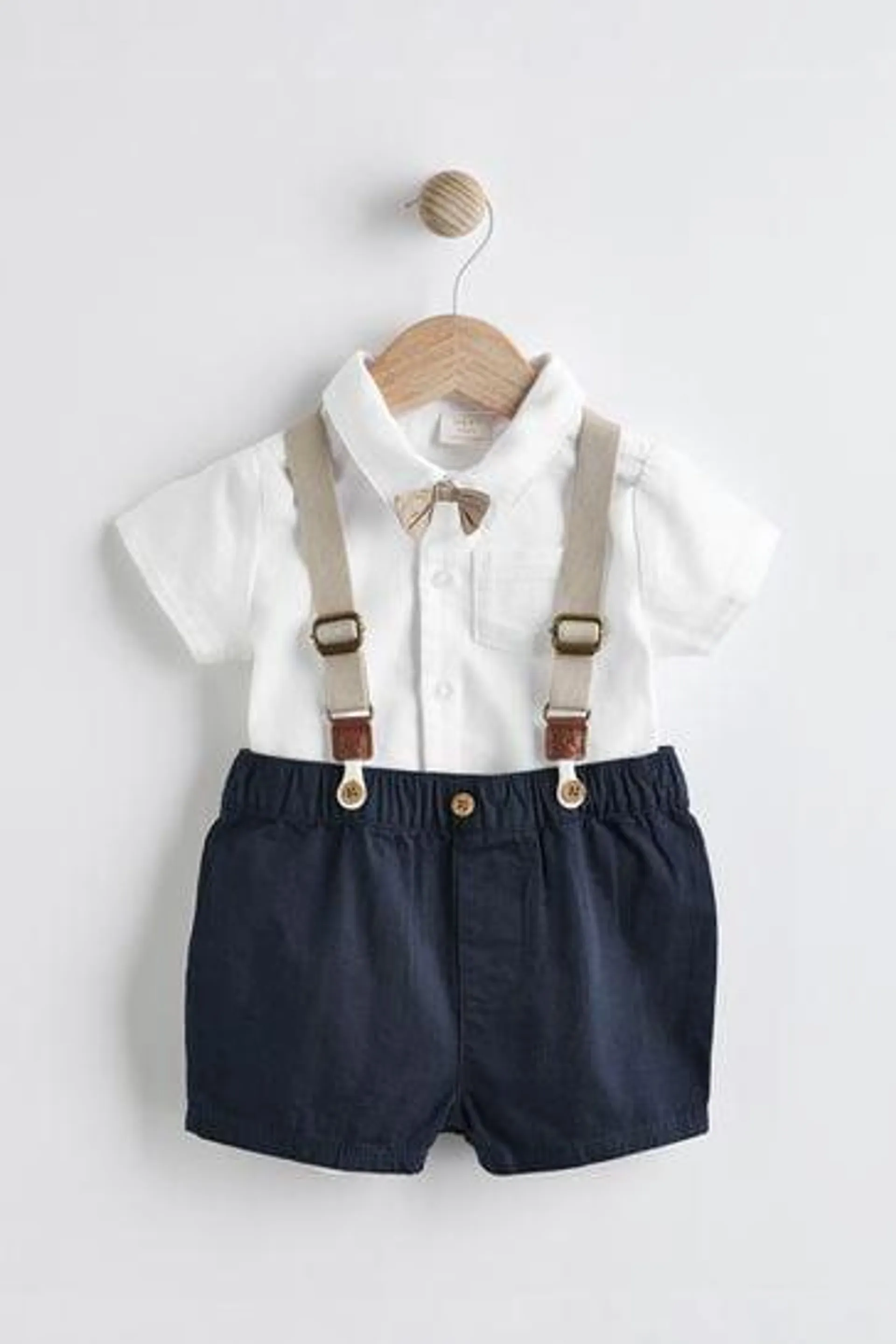 Shirt Body, Shorts and Braces Baby 4 Piece Set (0mths-2yrs)