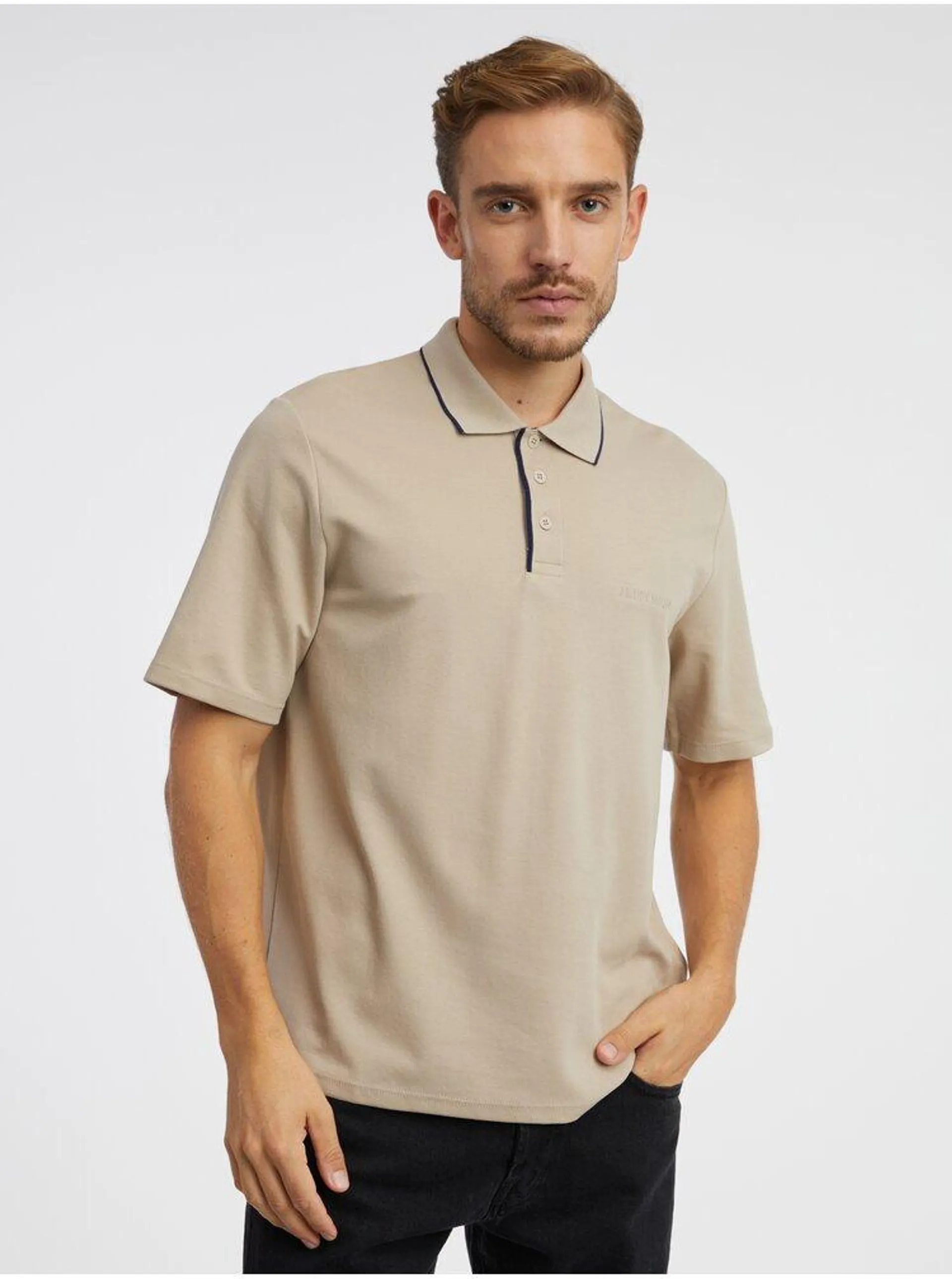 Béžové pánské polo tričko Jack & Jones Blamatt