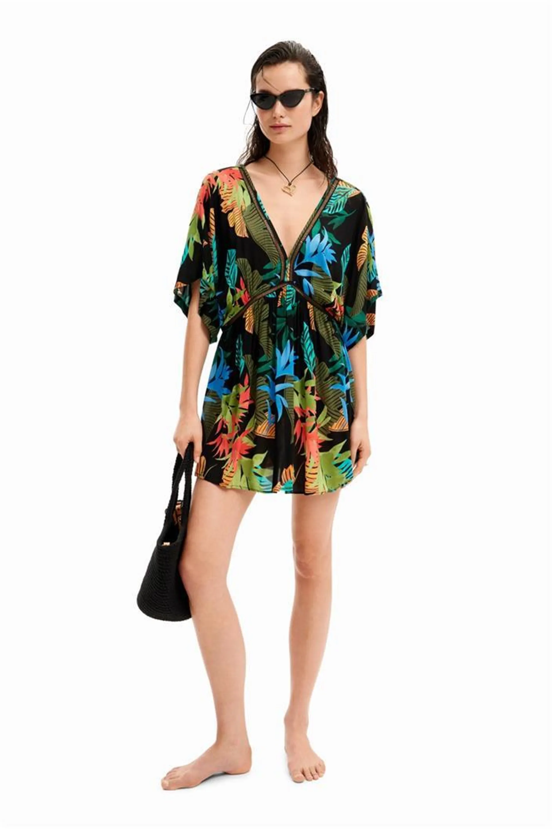 šaty Desigual Top Tropical Party negro