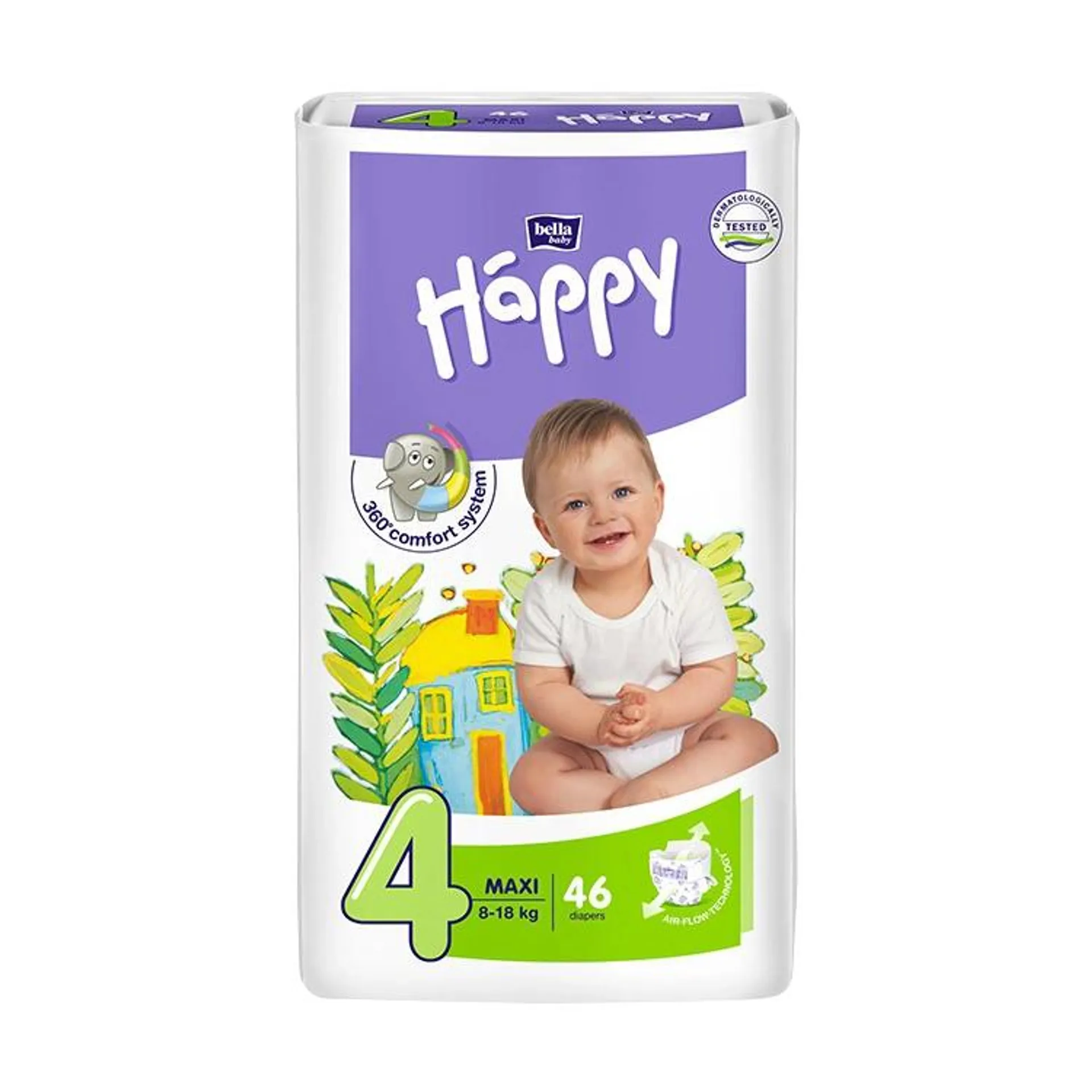 Bella Happy Maxi 4 dětské pleny jednorázové 8-18 kg, 46 ks