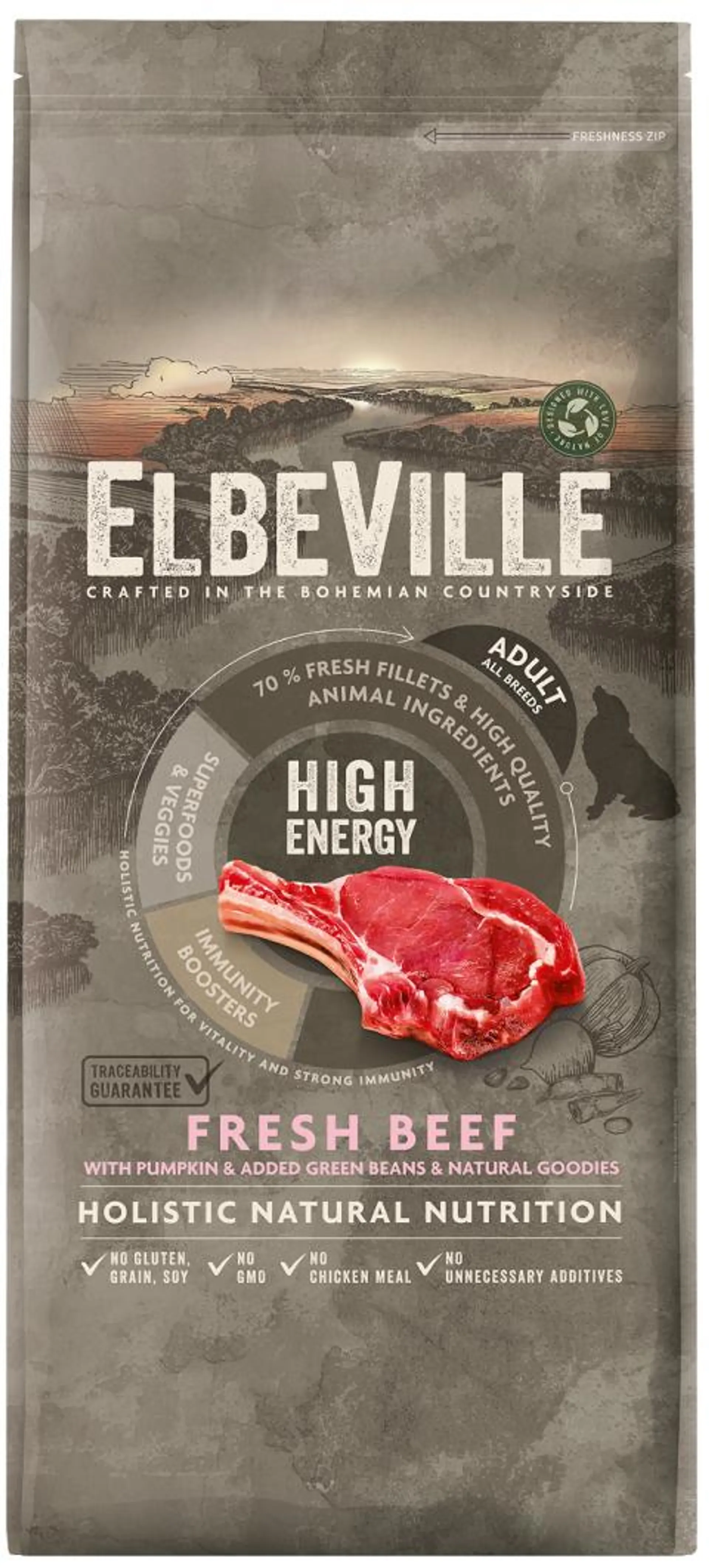 ELBEVILLE Adult All Breeds Fresh Beef High Energy 11,4kg