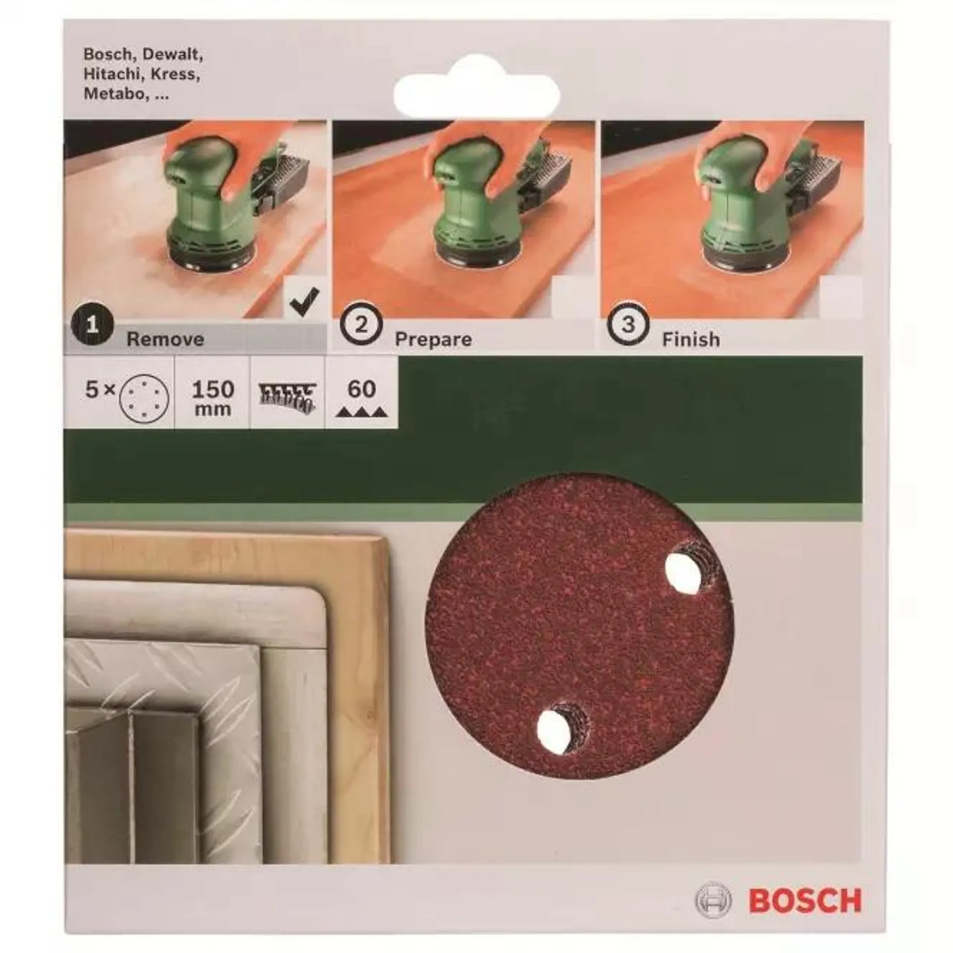 Brusný papír Řř150 Mm, G60, 6 Děr, Suchý Zip