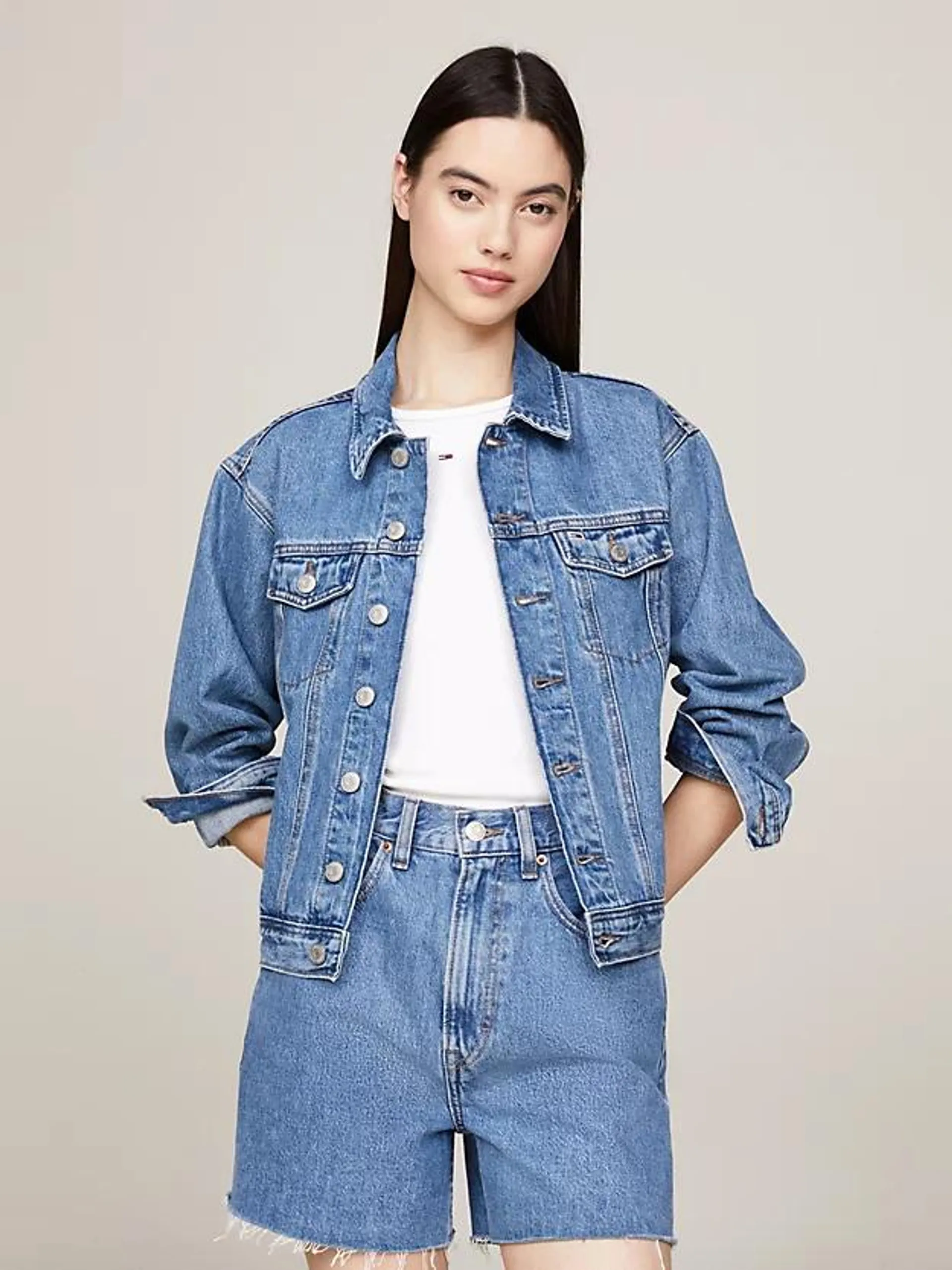 Classic Fit Mom Denim Trucker Jacket