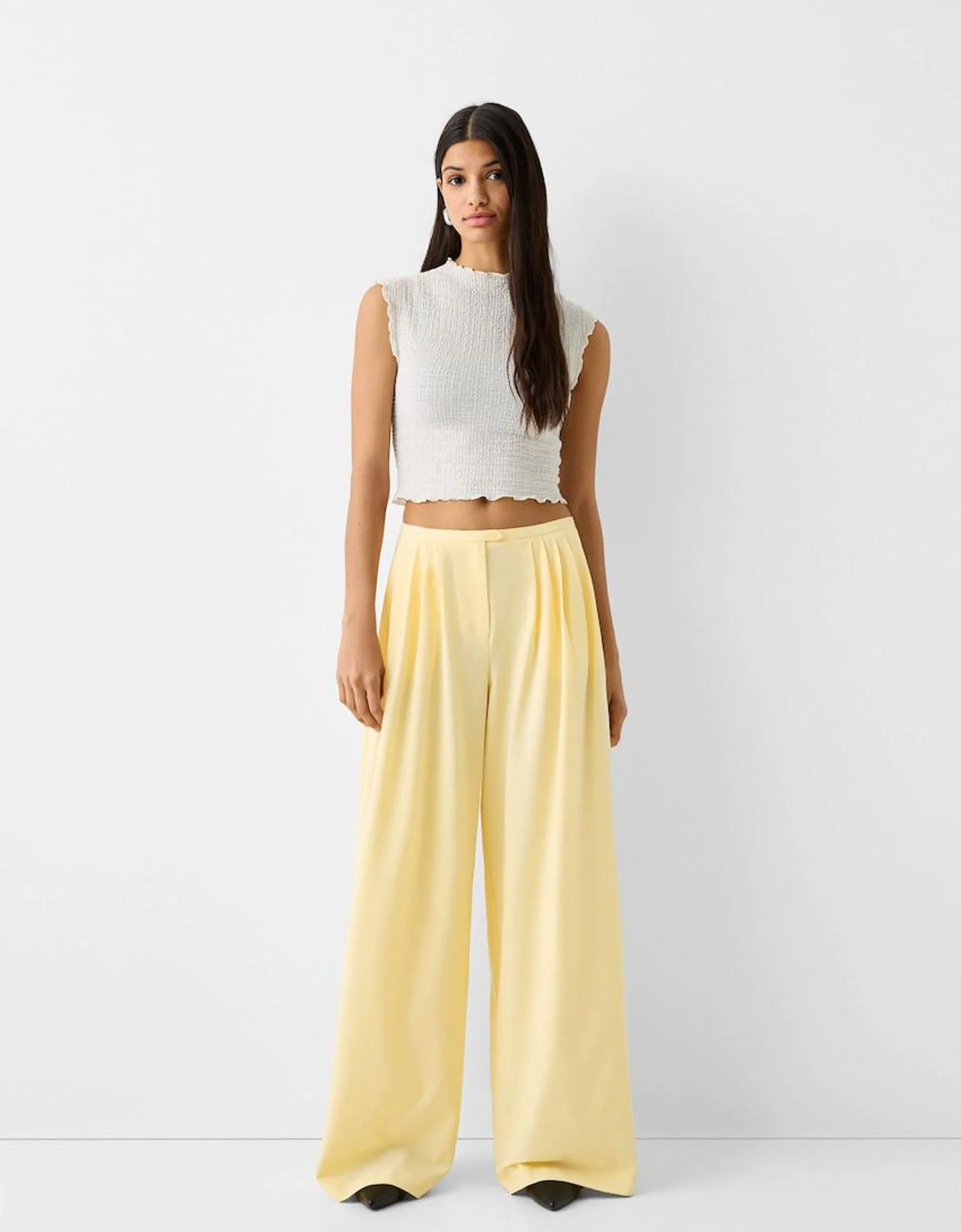 Wide-Leg-Tailoring-Hose mit Falten