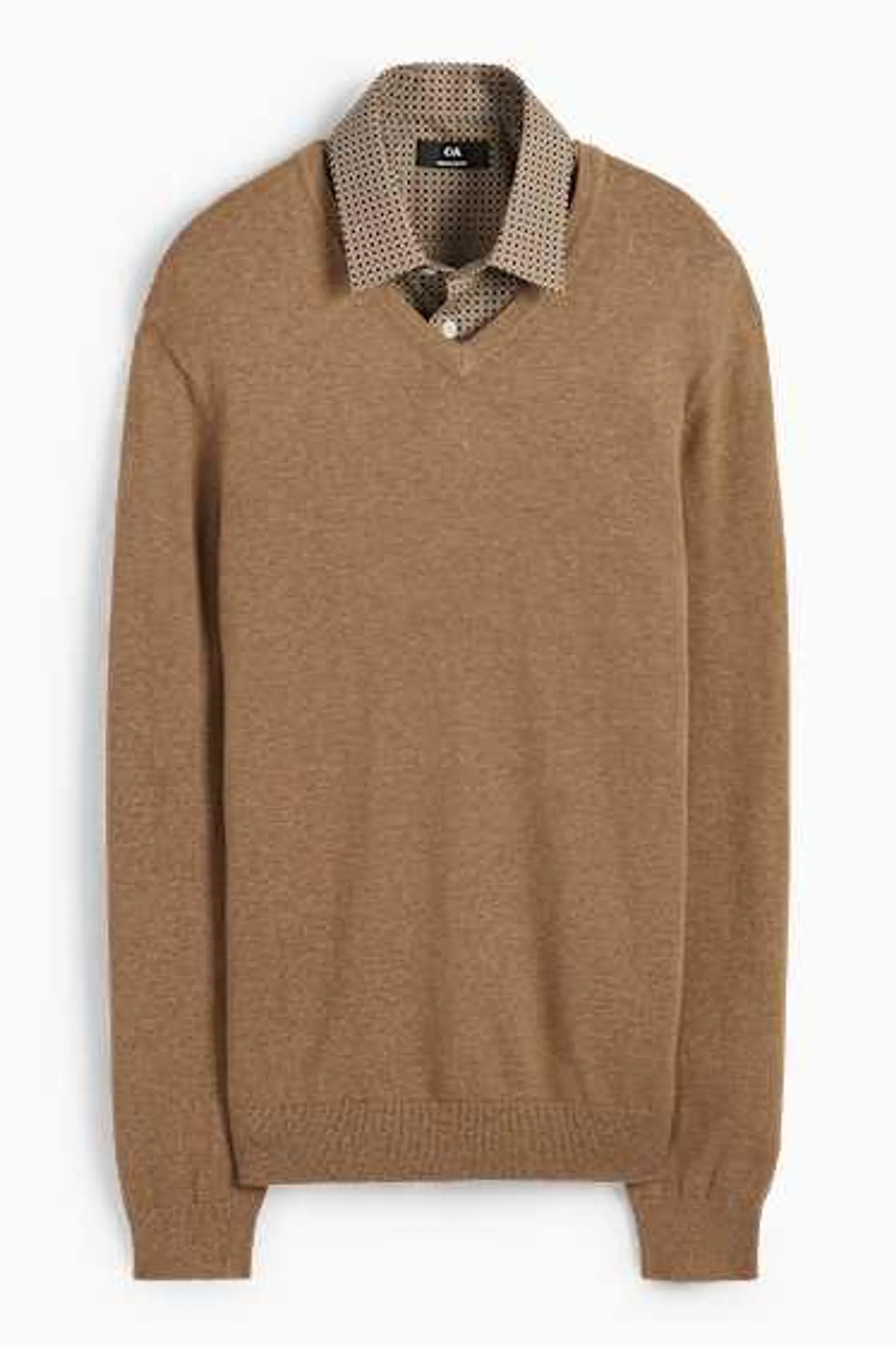 Fine knit jumper and shirt - regular fit - kent collar