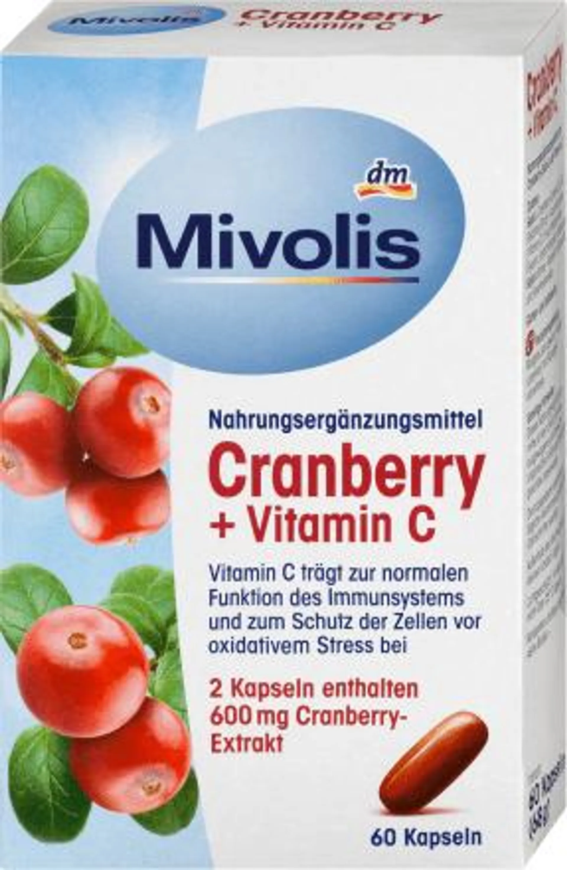 kapsle s vitamínem C a brusinkovým extraktem, 68 g