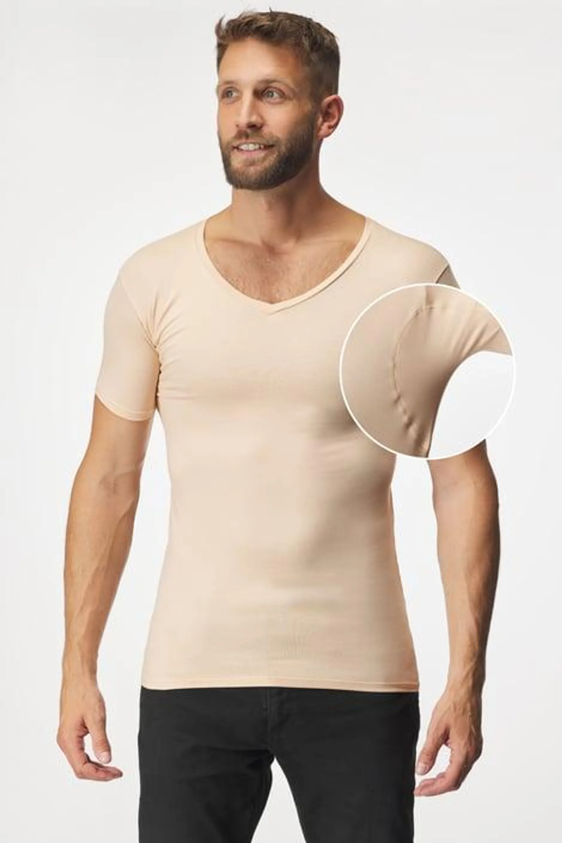 Neviditelné tričko pod košili MEN-A s potítky - béžová