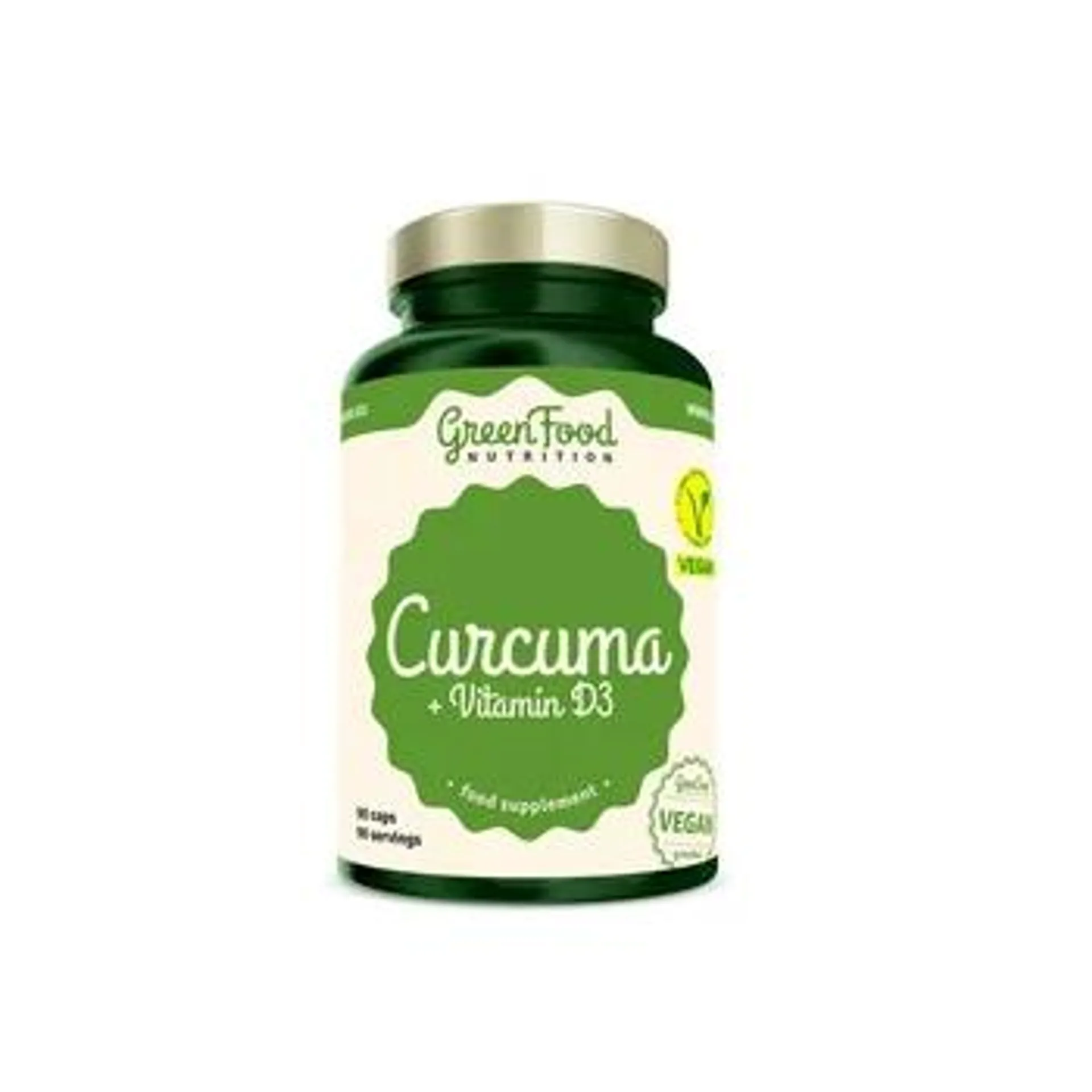 GreenFood Nutrition Curcuma + Vitamin D3 90 kapslí