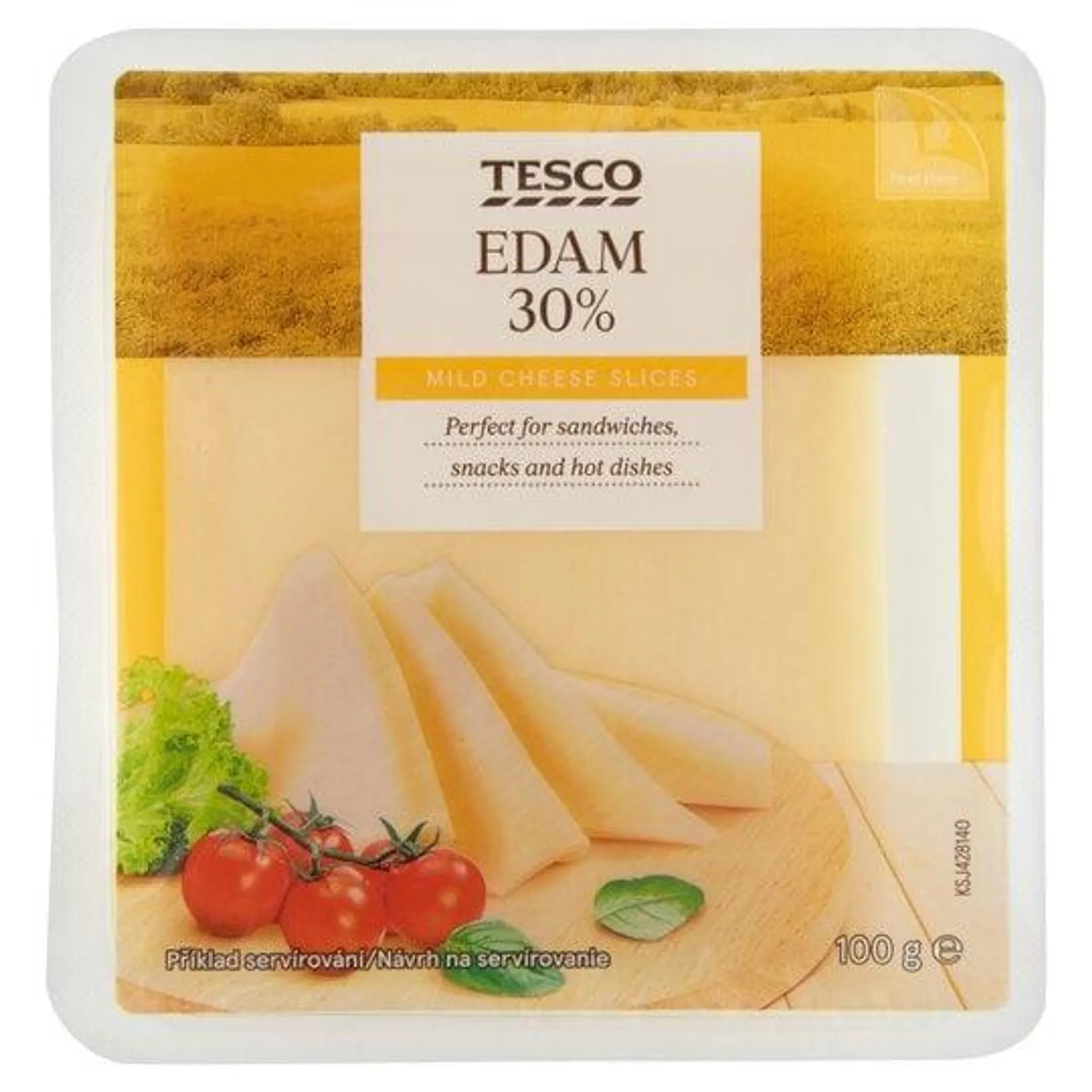 Tesco Edam 30% polotvrdý polotučný sýr plátky 100g