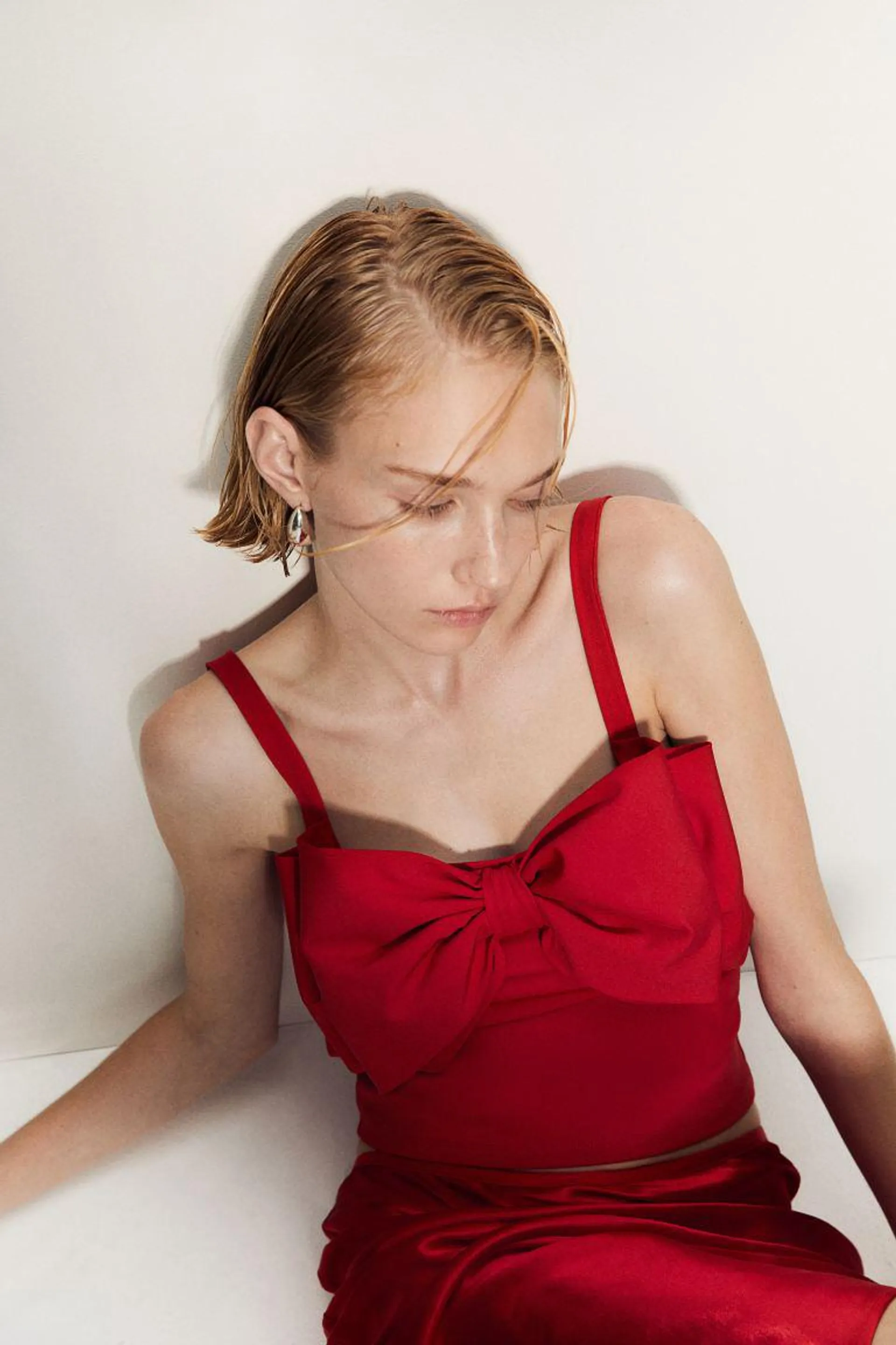 Bow-detail jersey top