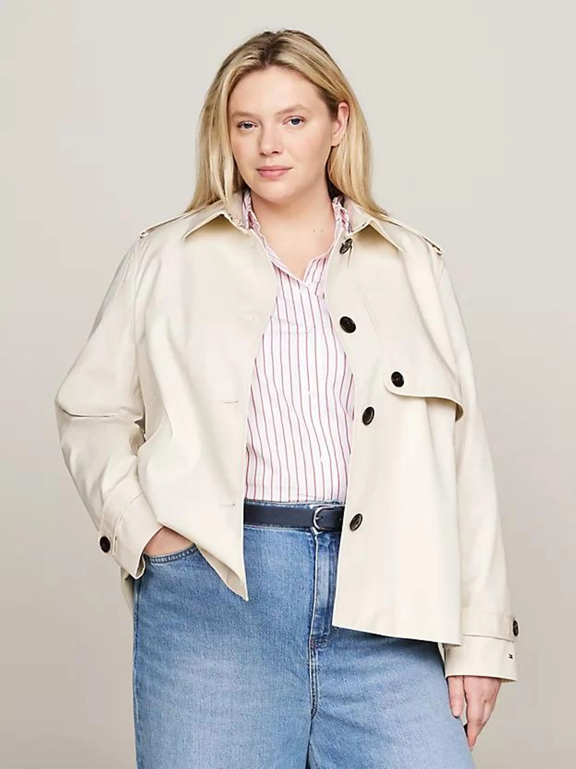 Curve Single Breasted Short Trench Coat