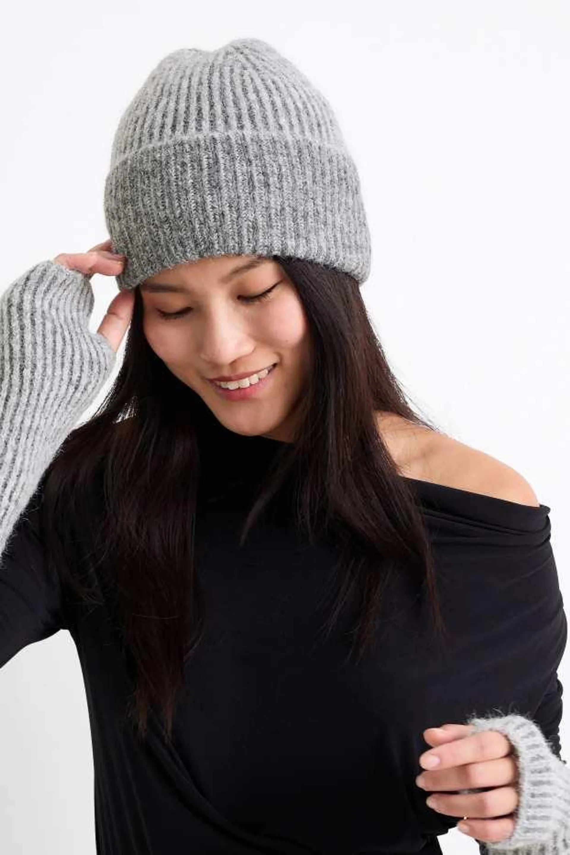 Čepice beanie - žebrovaná