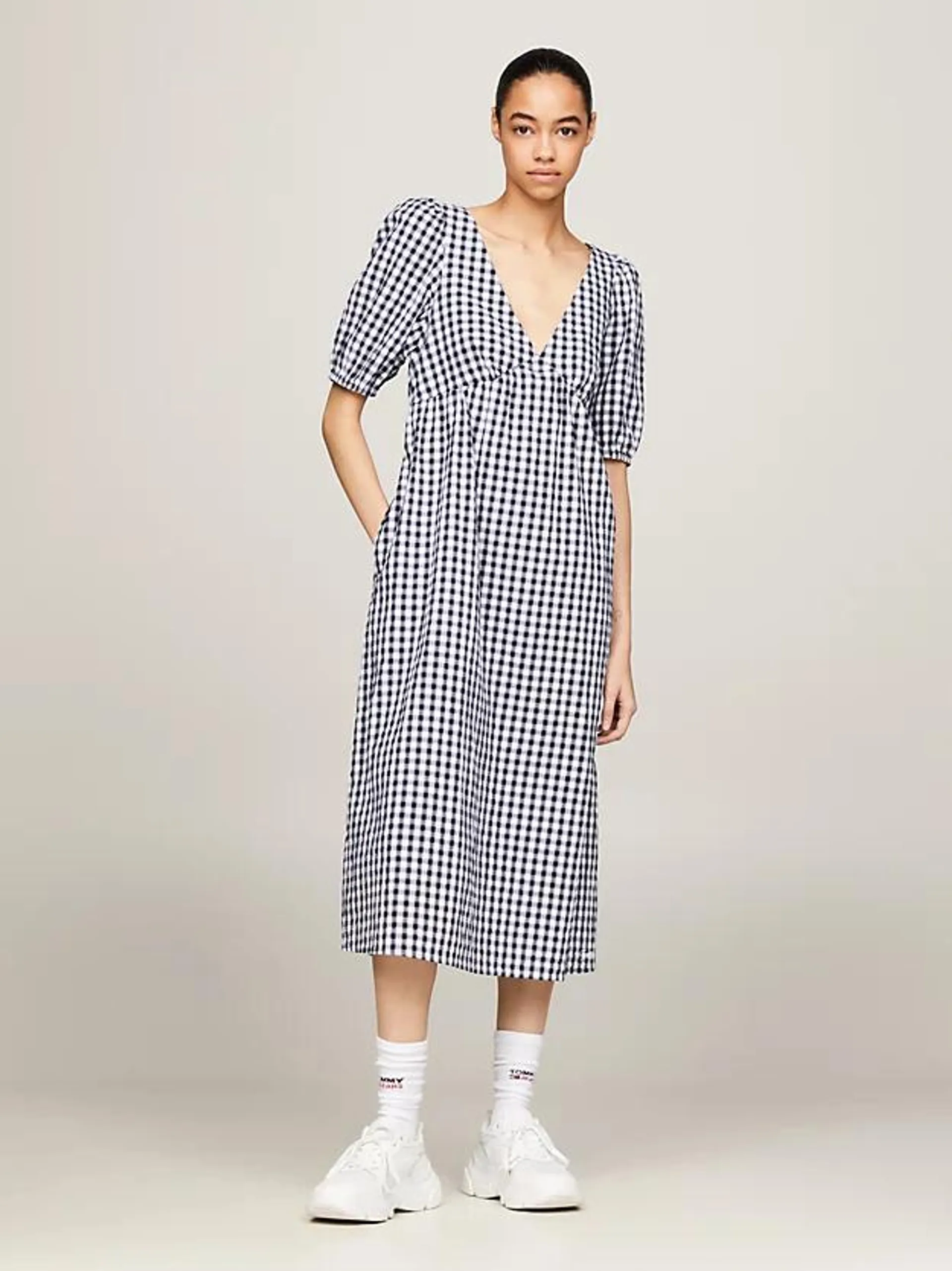 Gingham Midi Fit and Flare Dress