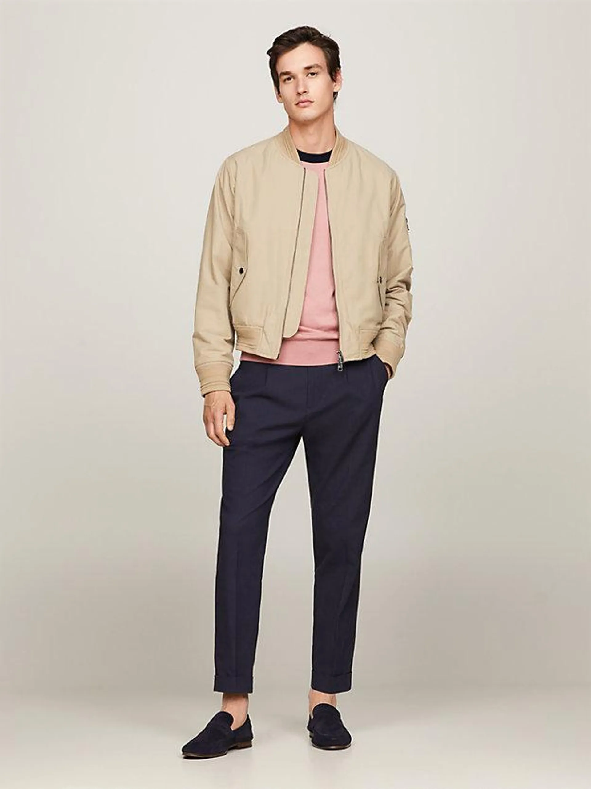 Button Pocket Regular Fit Bomber Jacket