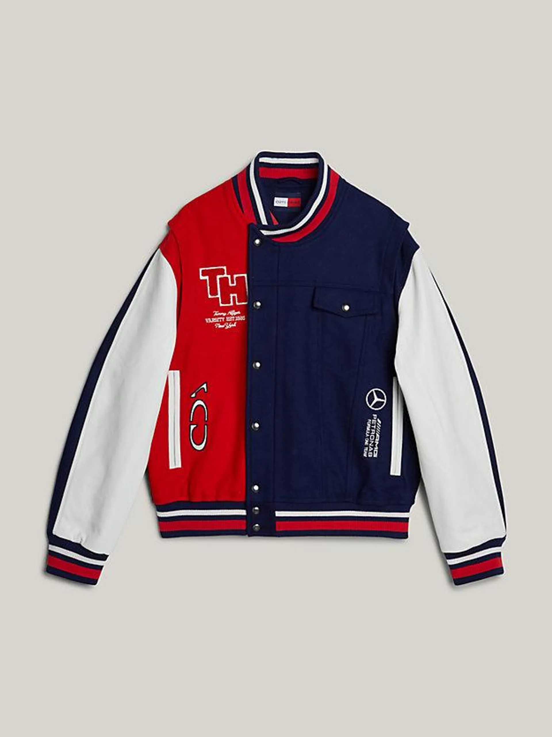 Tommy x Mercedes F1 x CR Back Logo Varsity Jacket