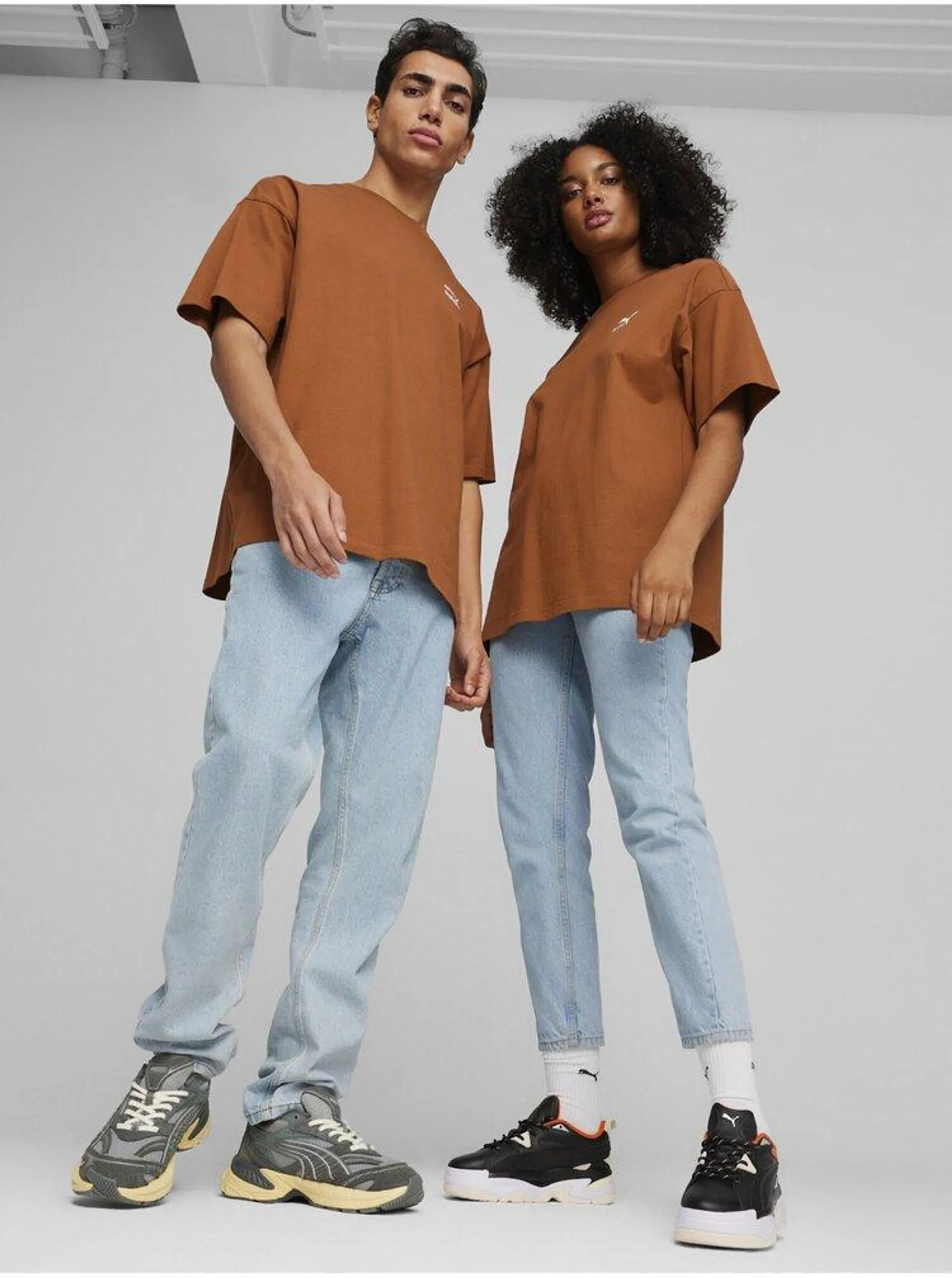 Hnědé unisex oversize tričko Puma Better Classics Oversized Tee