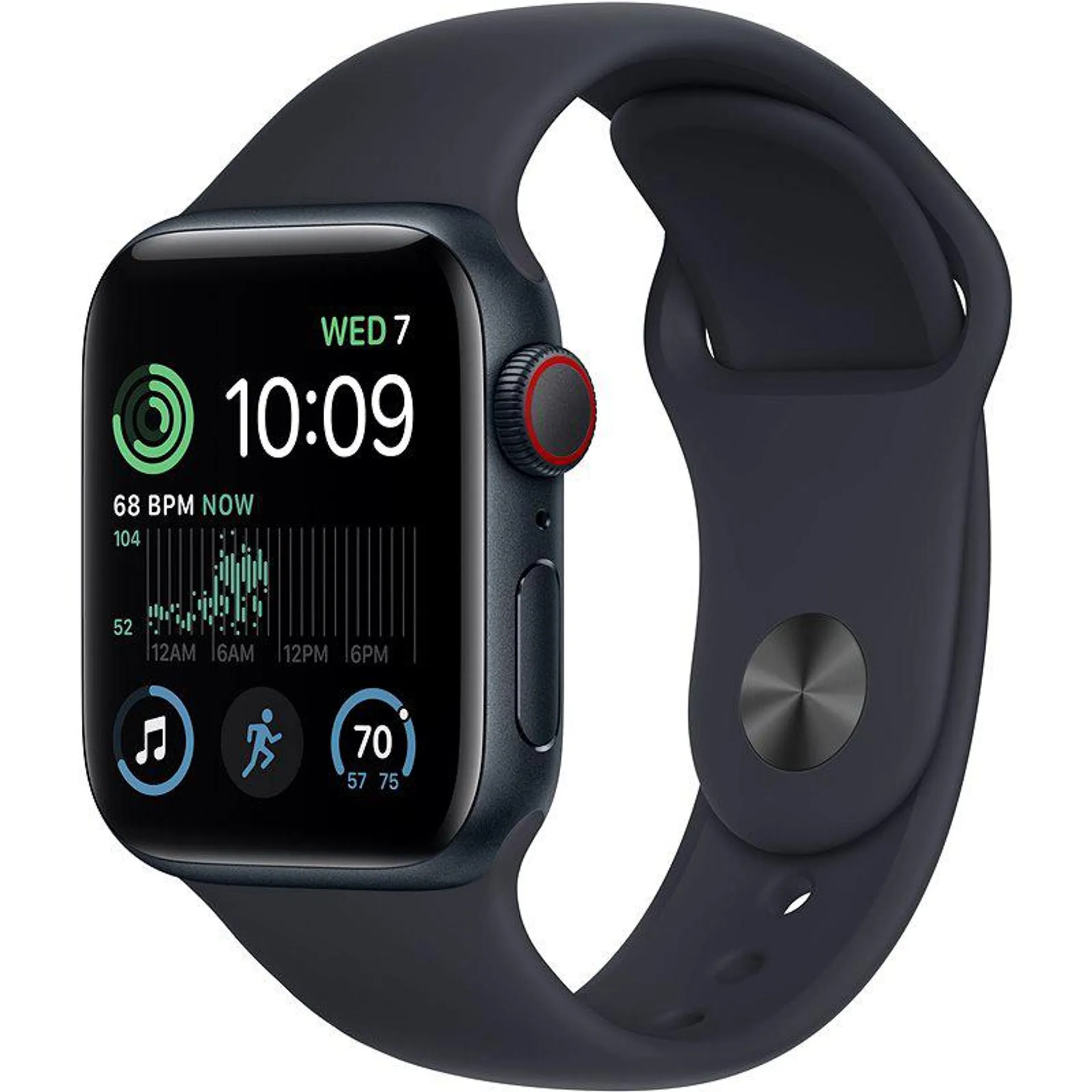 Apple Watch SE (2022) 40mm Cellular Temně inkoustový hliník s temně inkoustovým sportovním řemínkem