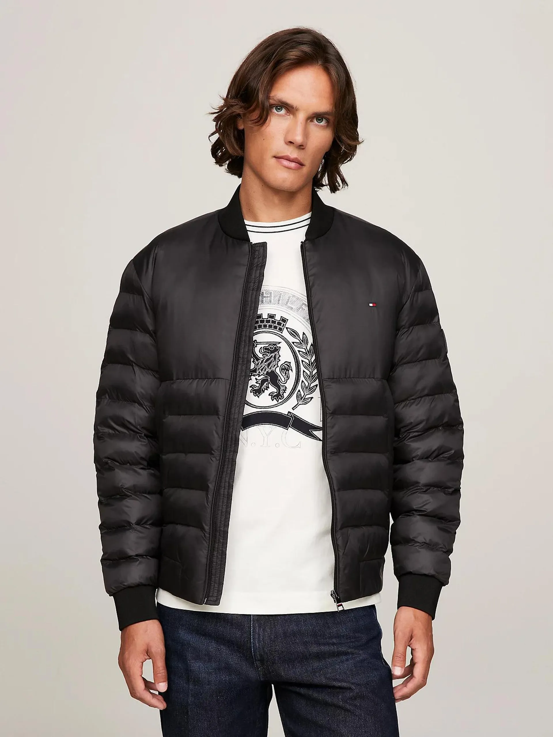 Water Repellent Packable Quilted Bomber Jacket