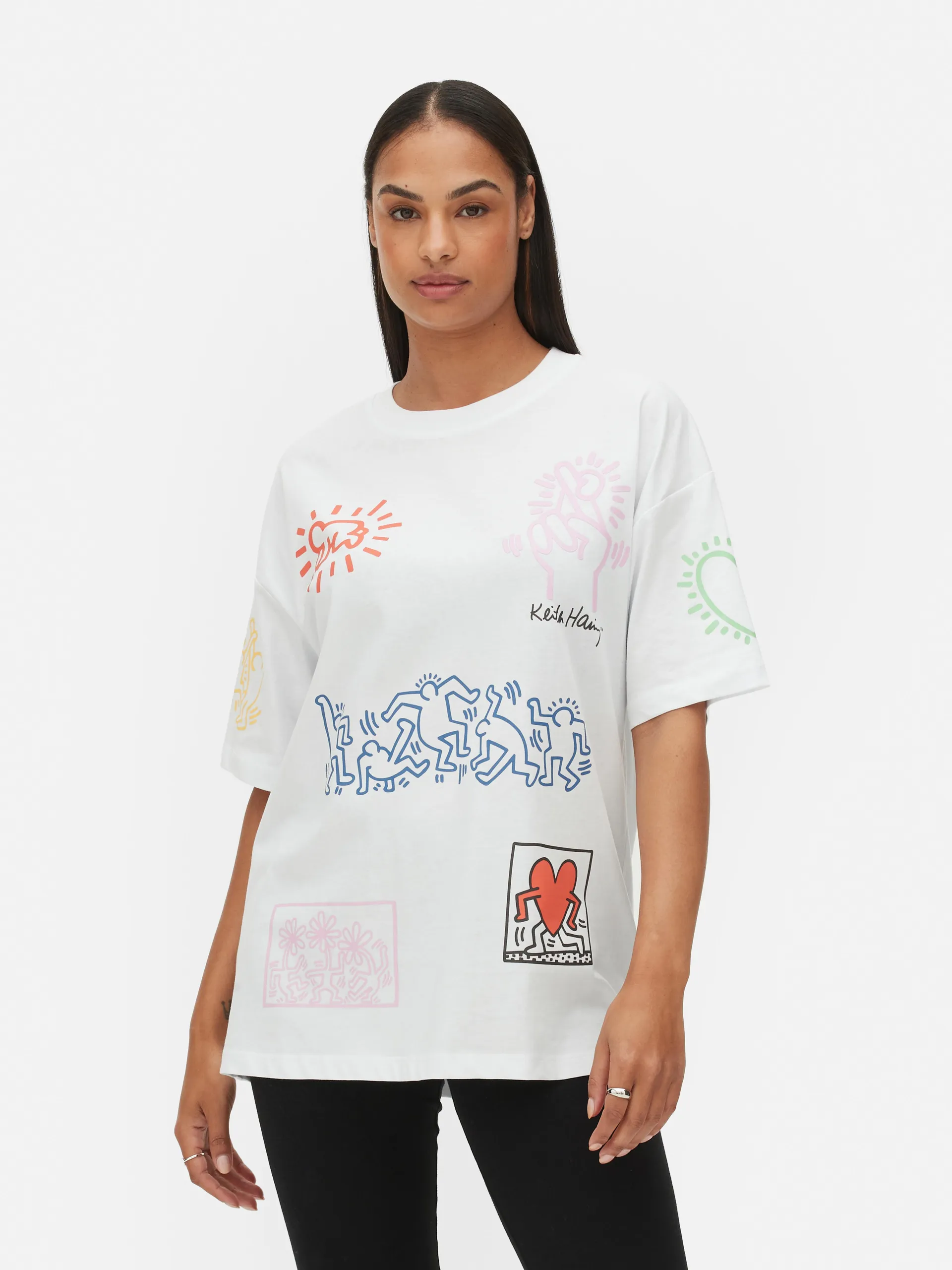 „Keith Haring“ Oversized-T-Shirt mit Grafik