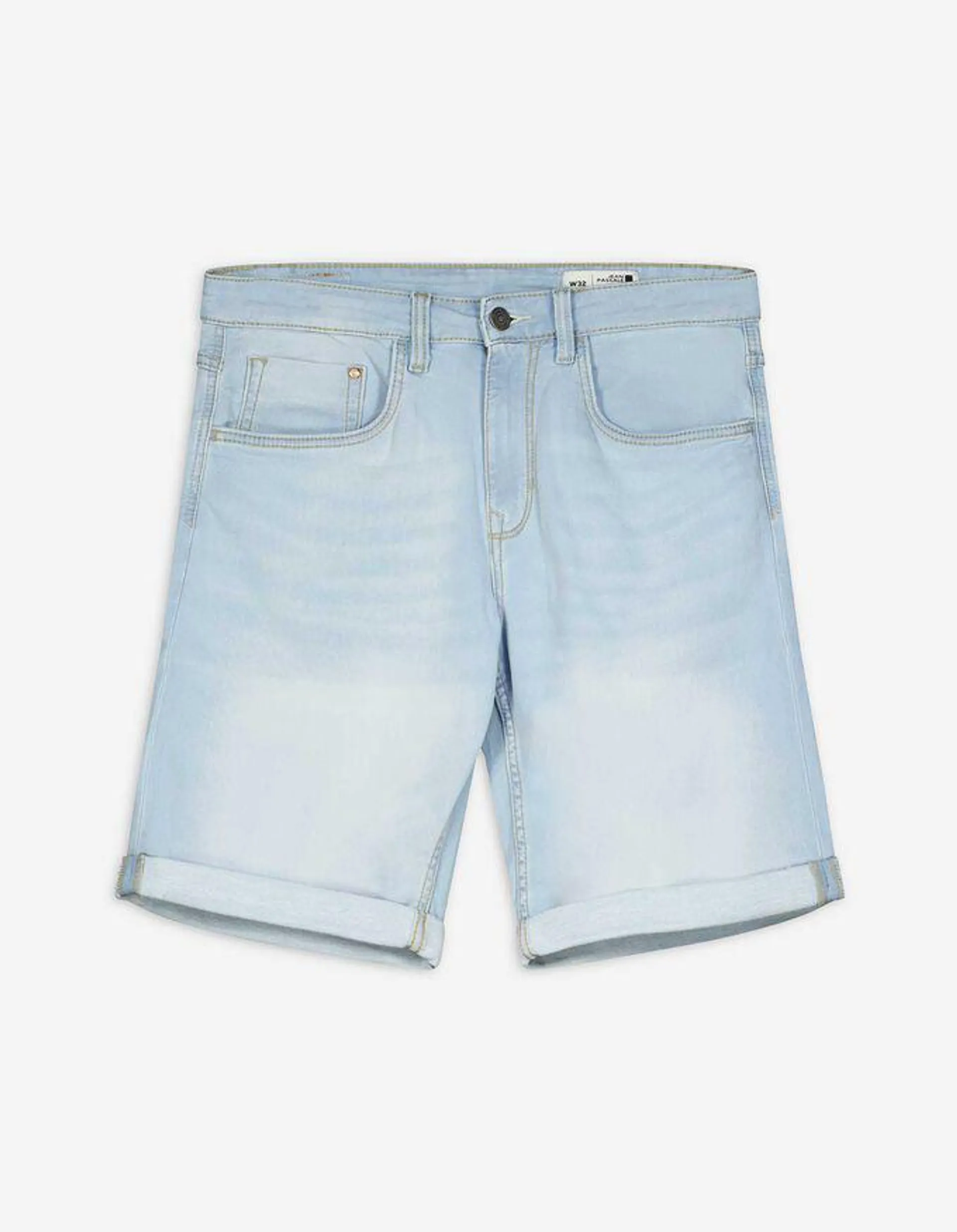 Pantaloncini di jeans - Risvolti fissi sul fondo gamba - celeste