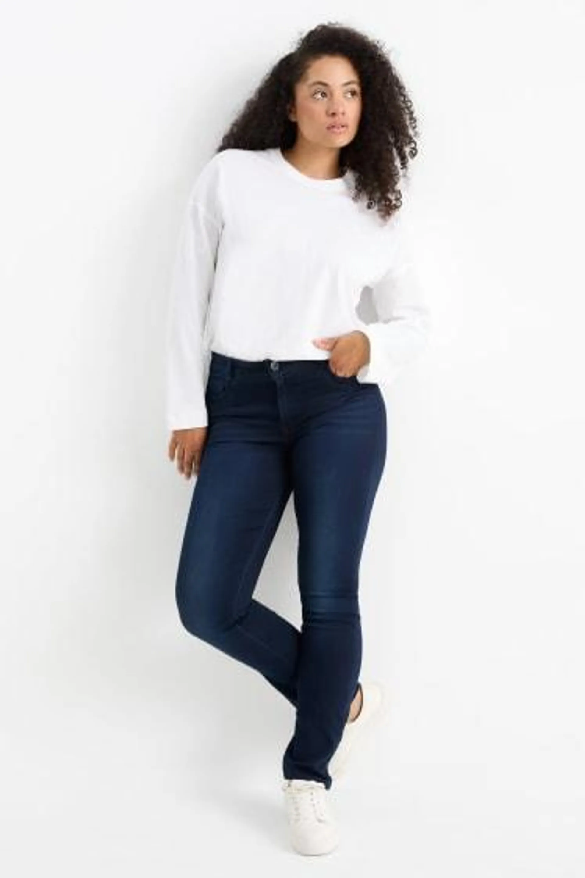 Slim jeans - mid-rise waist - jog denim