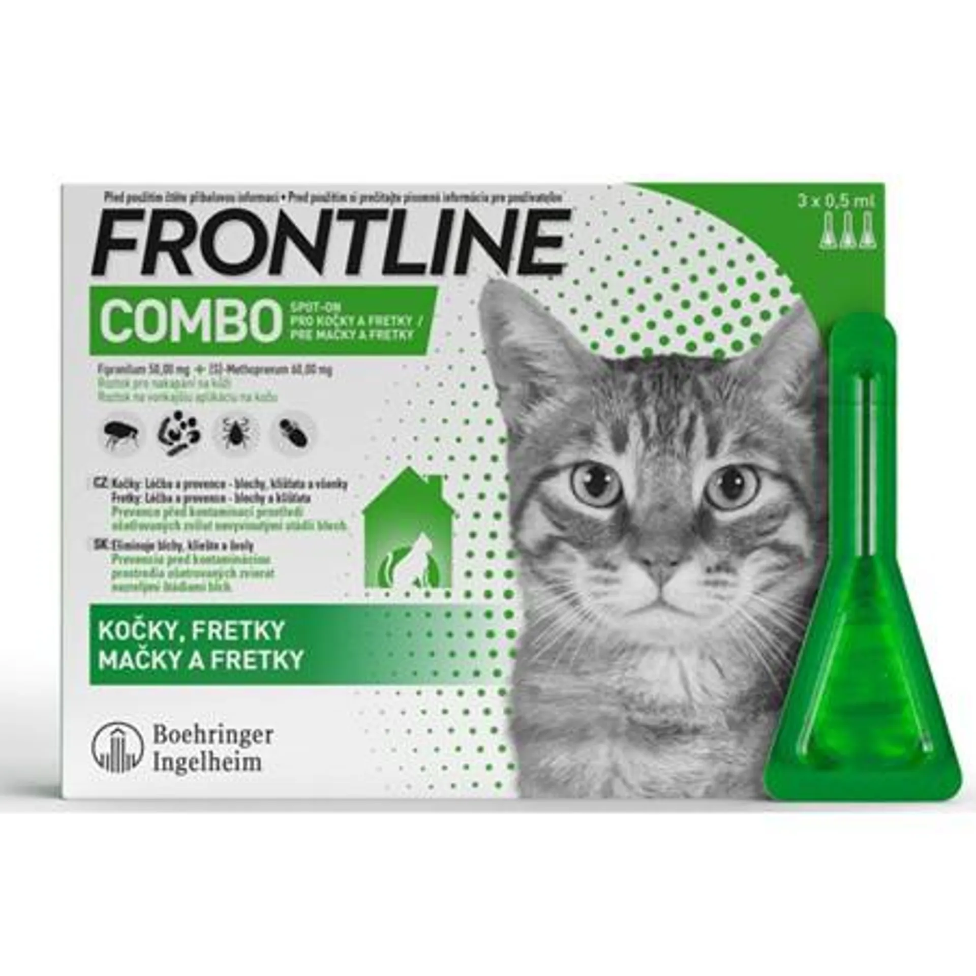 Frontline Combo spot-on pro kočky a fretky a.u.v. sol 3 x 0,5 ml