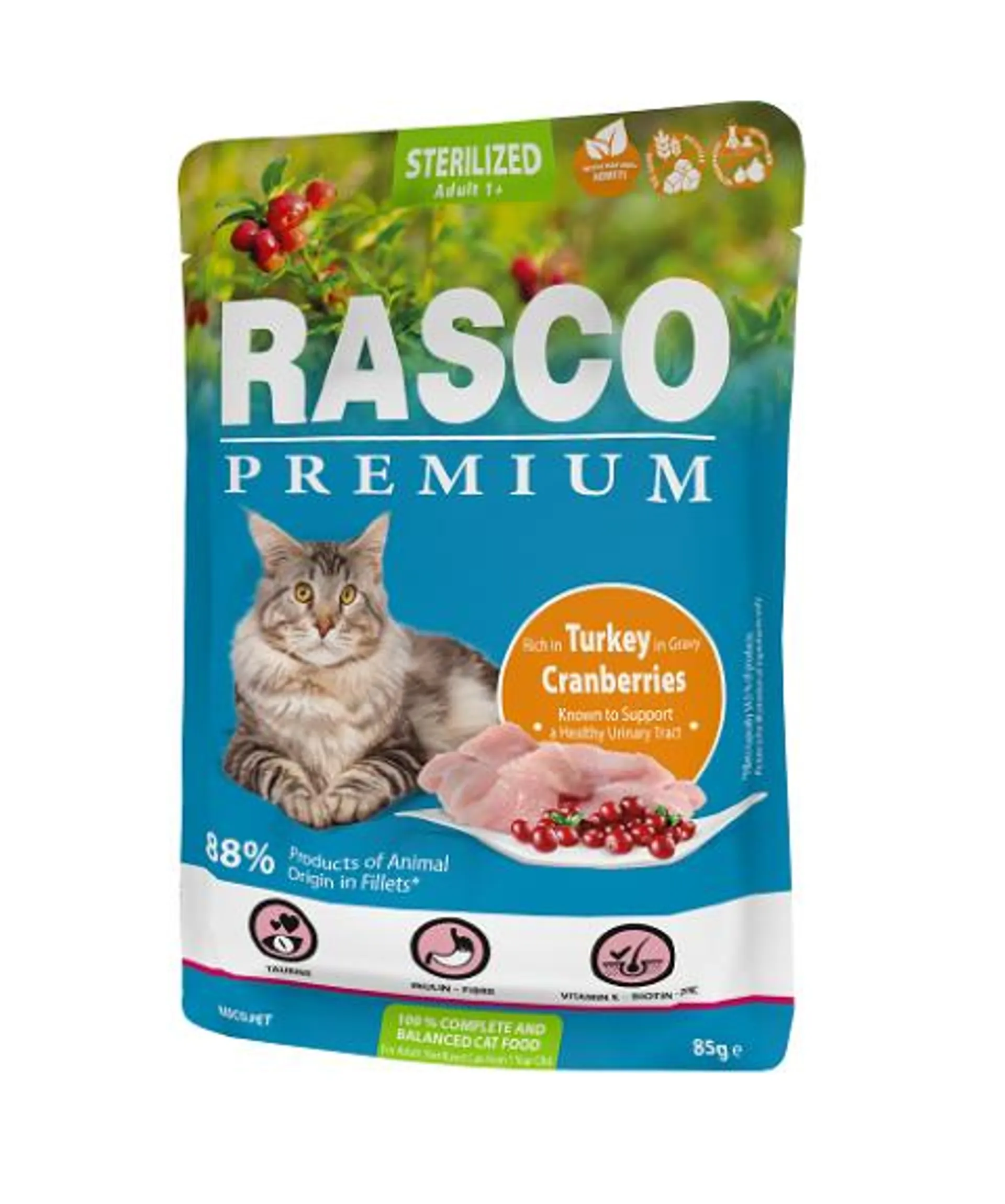 Kapsička Rasco Premium Cat Adult Sterilized Turkey in Gravy 85g