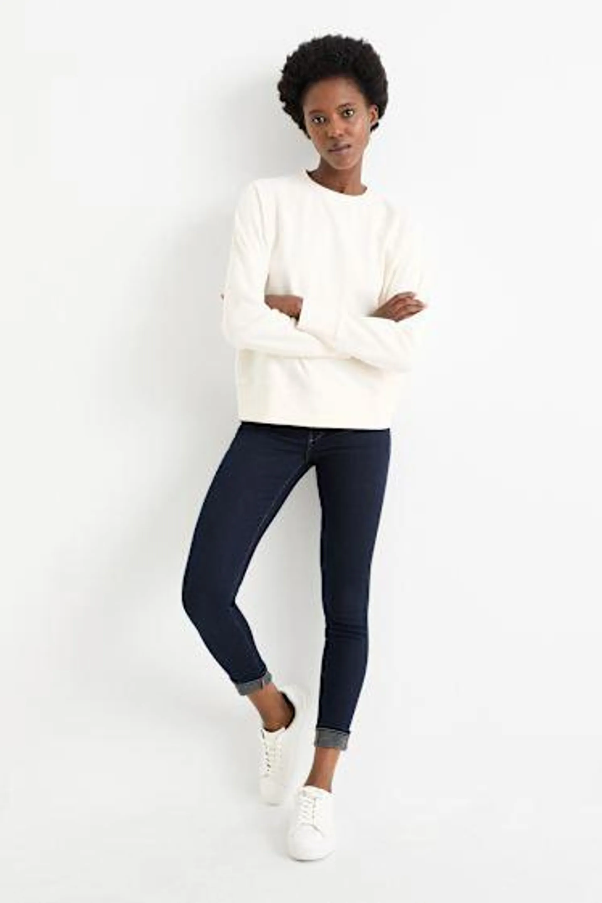 Skinny jeans - mid-rise waist - thermal jeans - LYCRA®