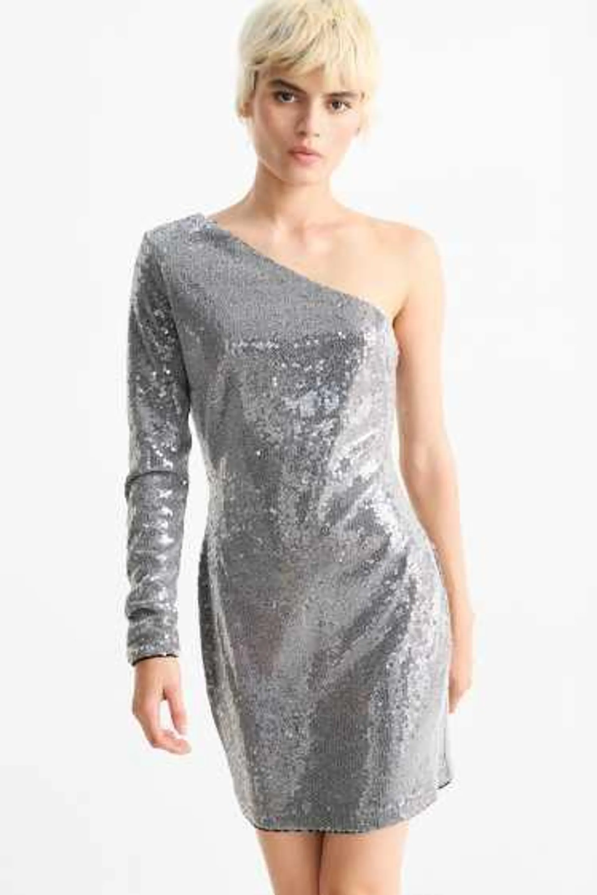 One-shoulder sequin dress