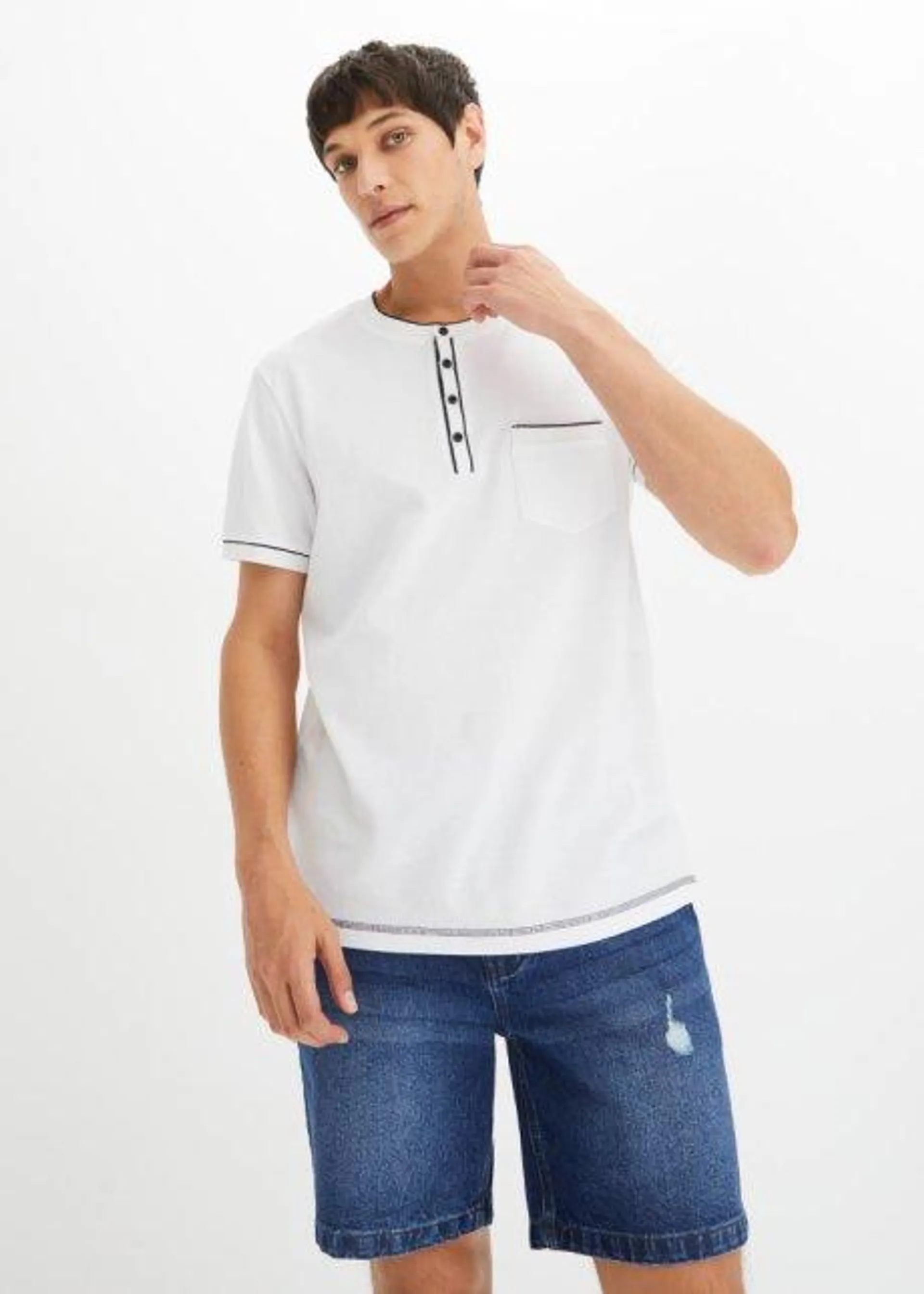 T-shirt col Henley manches courtes