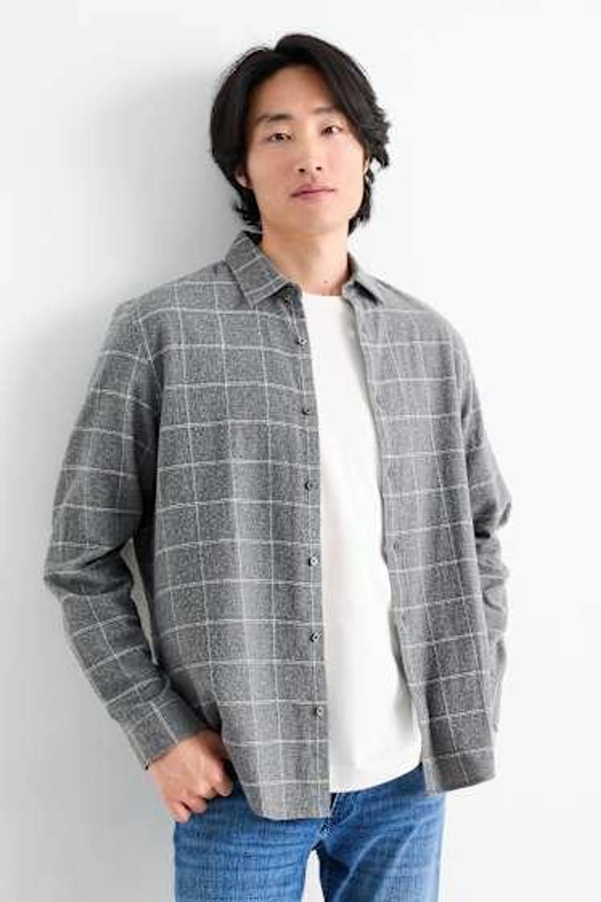 Flannel shirt - regular fit - kent collar - check