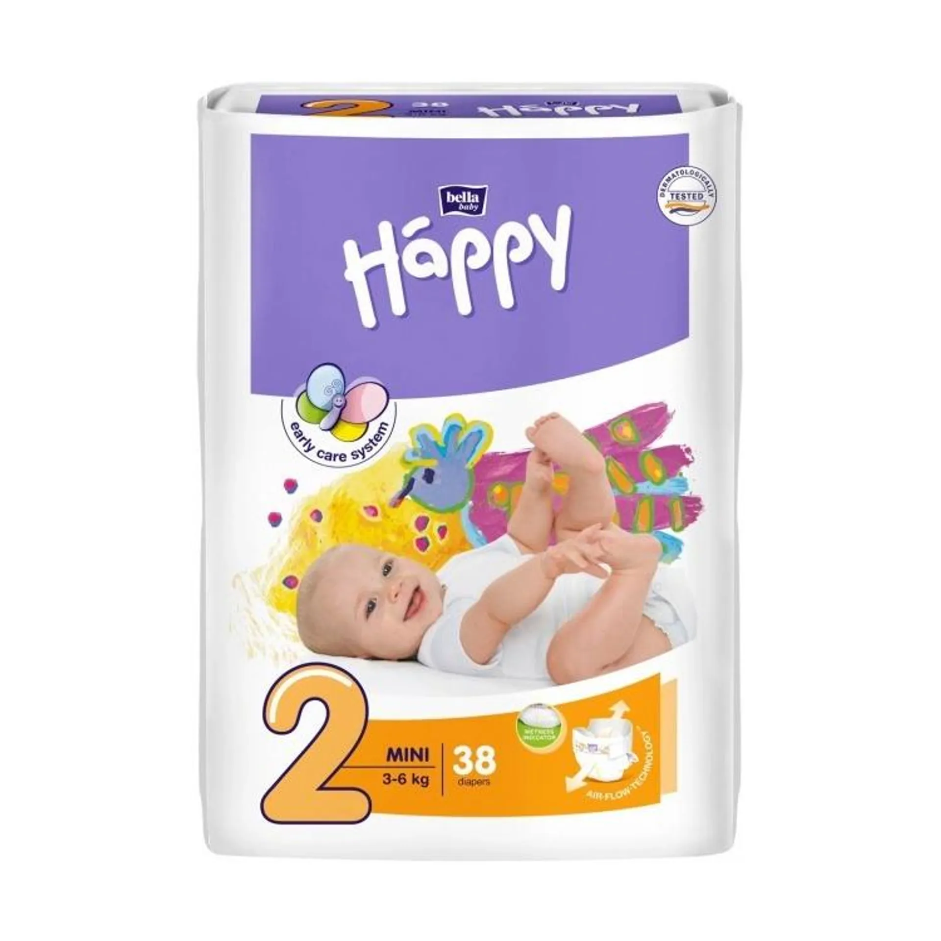 Bella Happy Mimi 2 dětské pleny jednorázové 3-6 kg, 38 ks