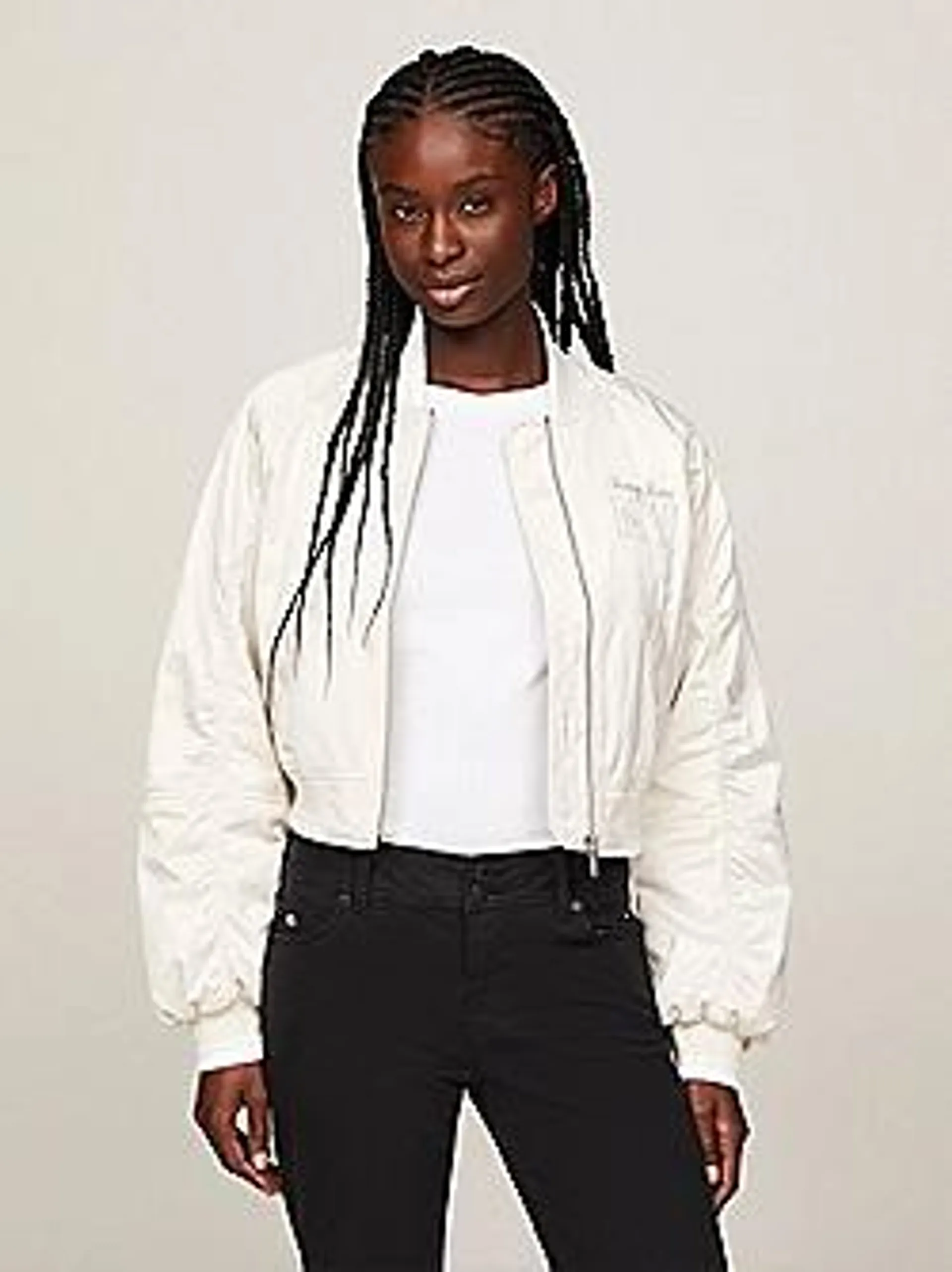 Varsity Satin Padded Bomber Jacket