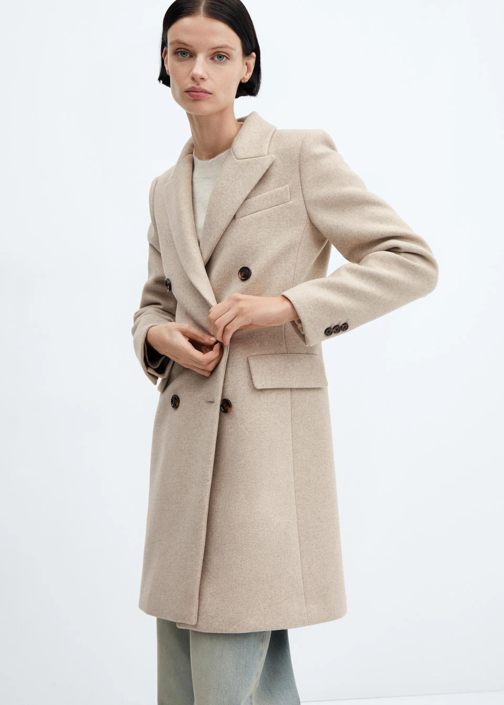 Double-breasted wool coat