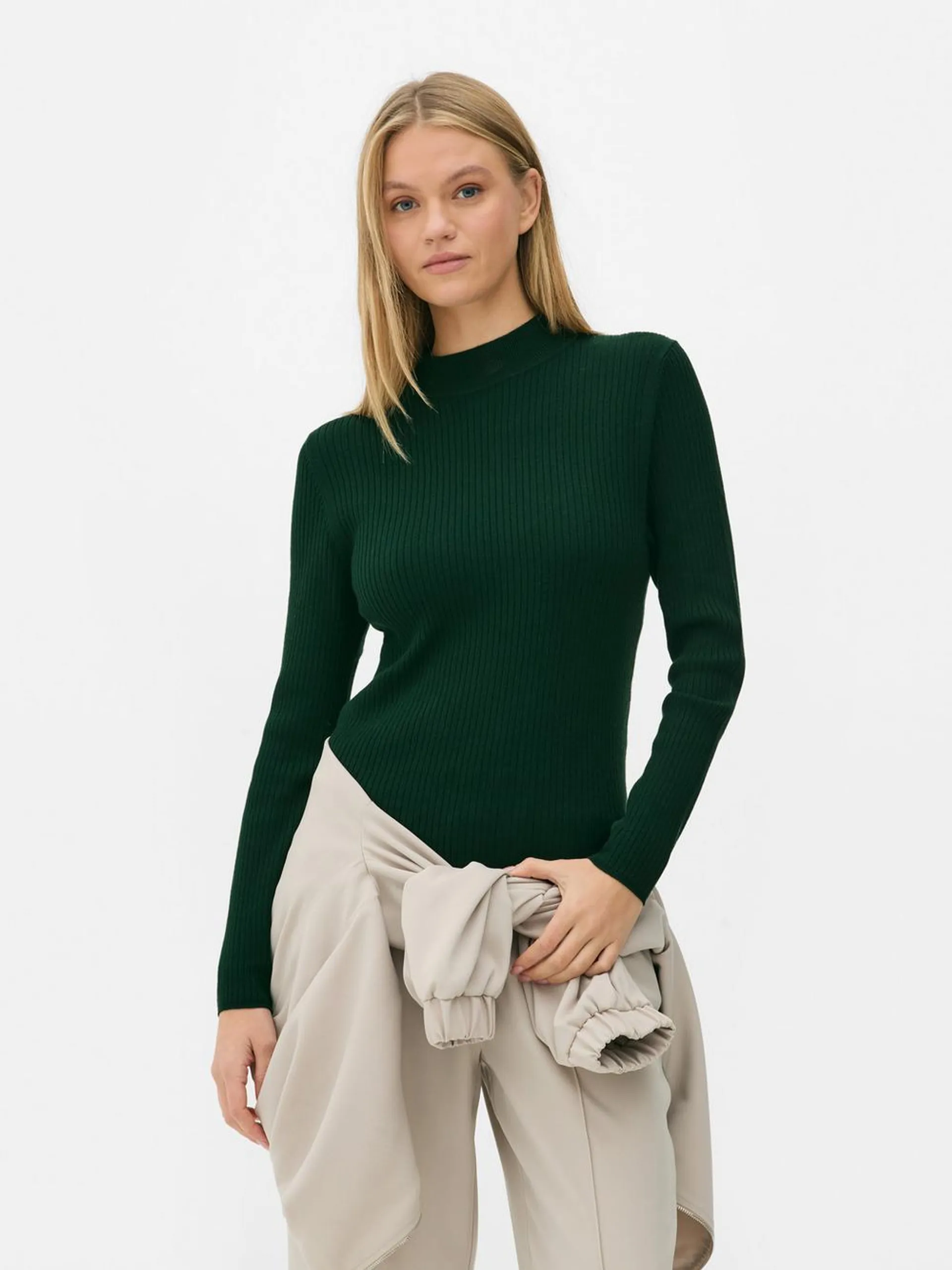 Ribbed Mock Neck Sweater